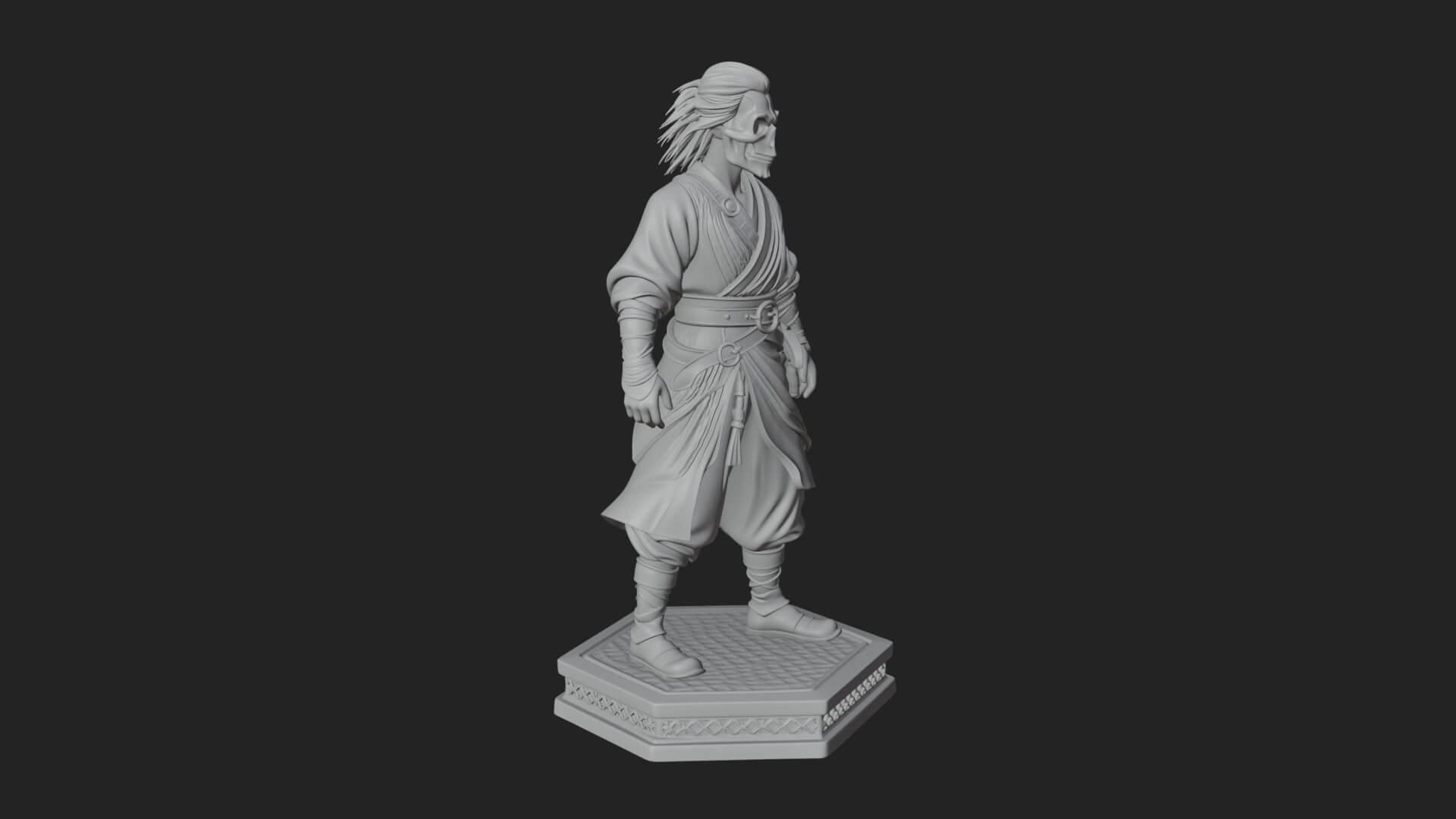 Skull Faced Swordsman Statue Design 1 3D Print Model 3D Model