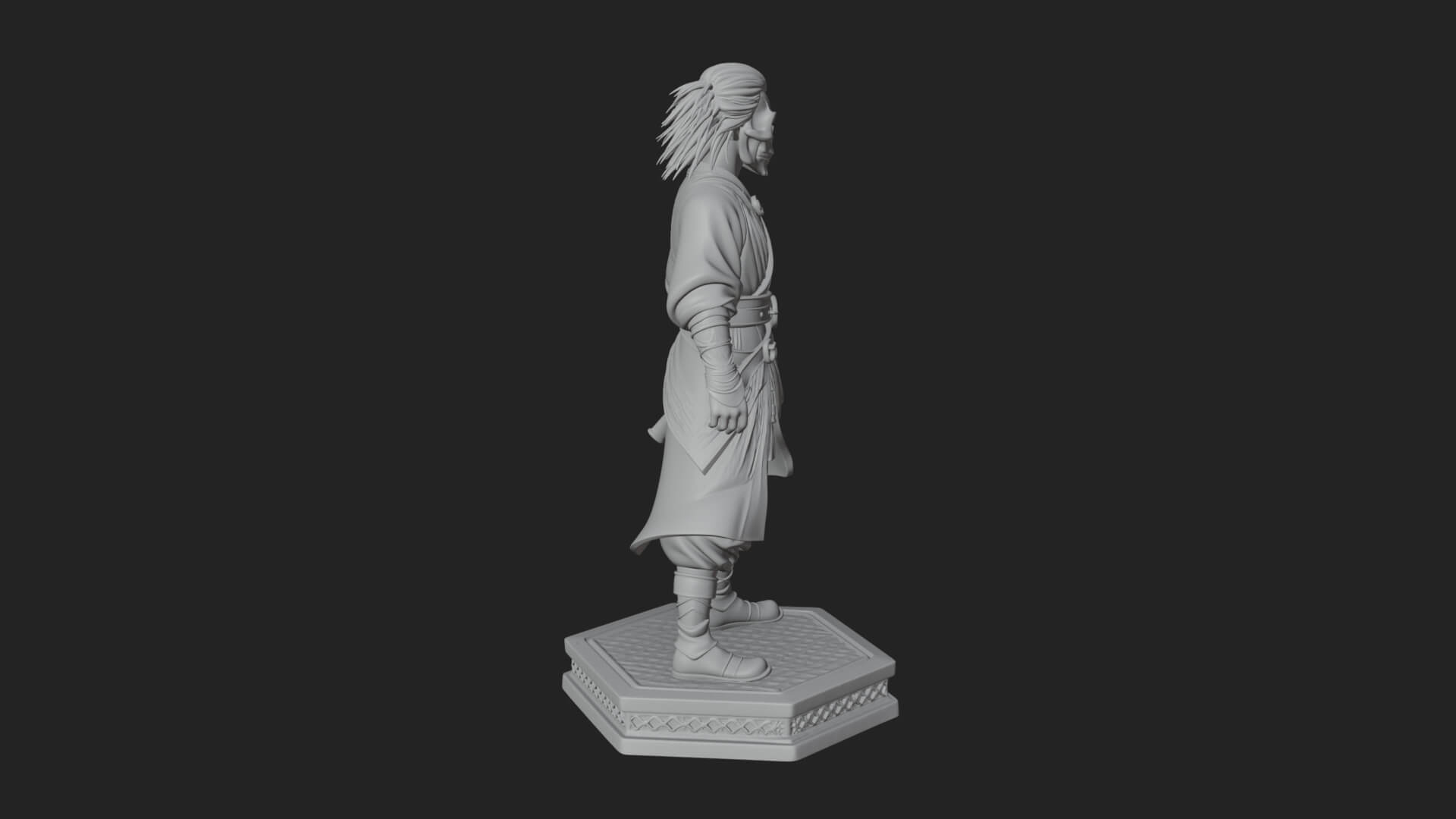 Skull Faced Swordsman Statue Design 1 3D Print Model 3D Model
