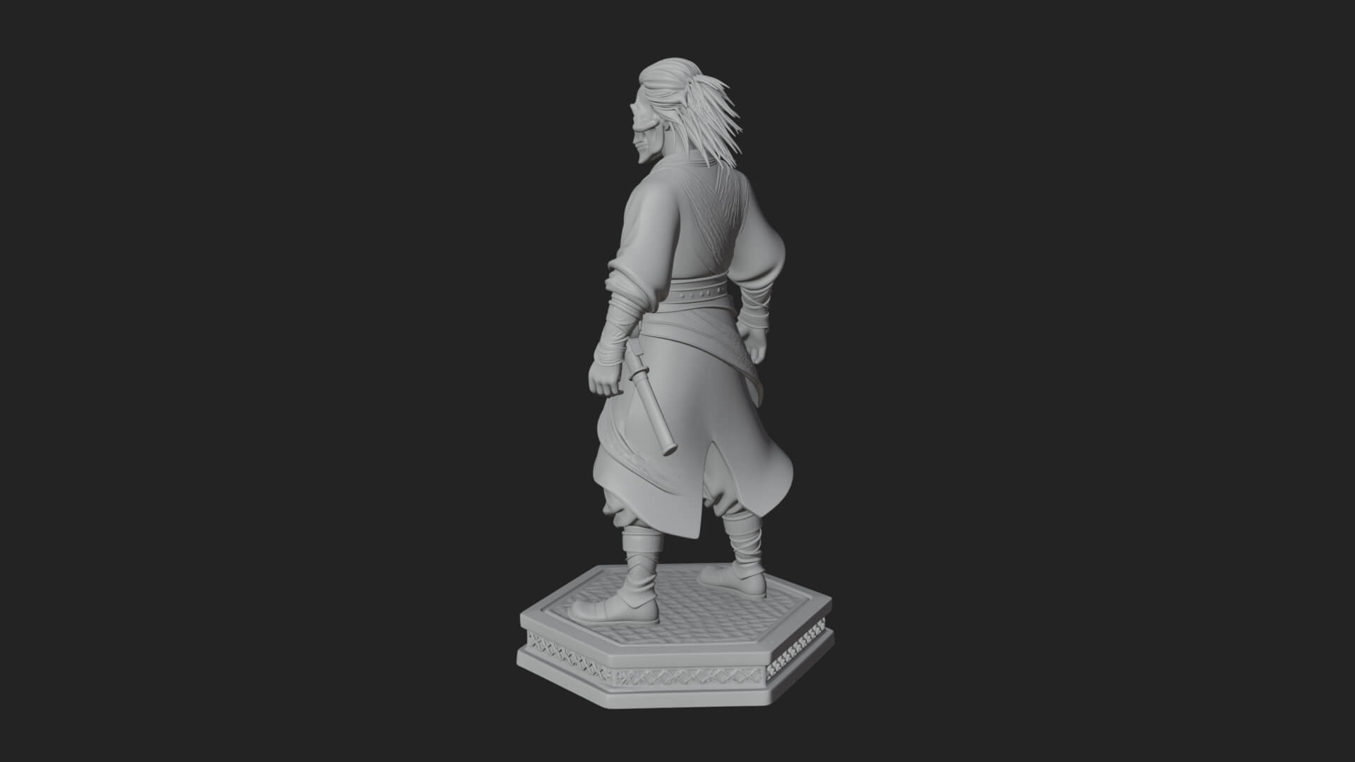 Skull Faced Swordsman Statue Design 1 3D Print Model 3D Model