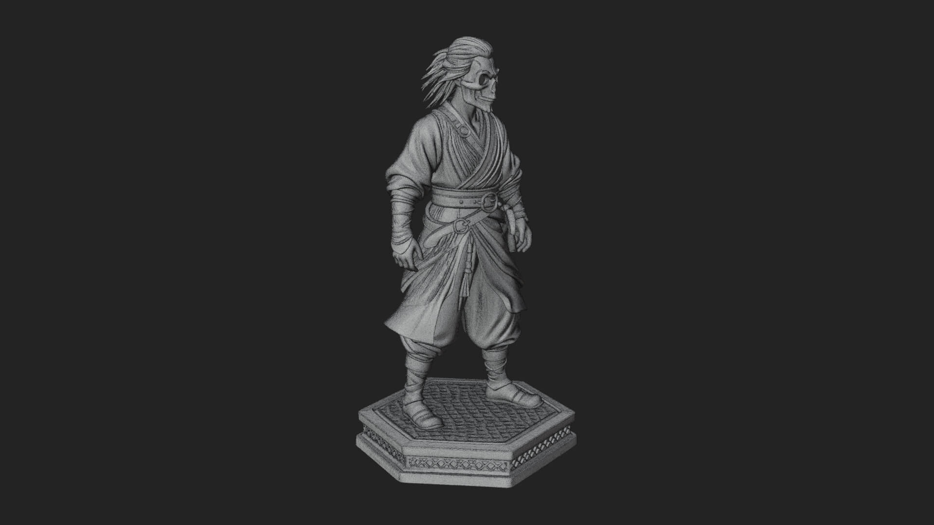 Skull Faced Swordsman Statue Design 1 3D Print Model 3D Model