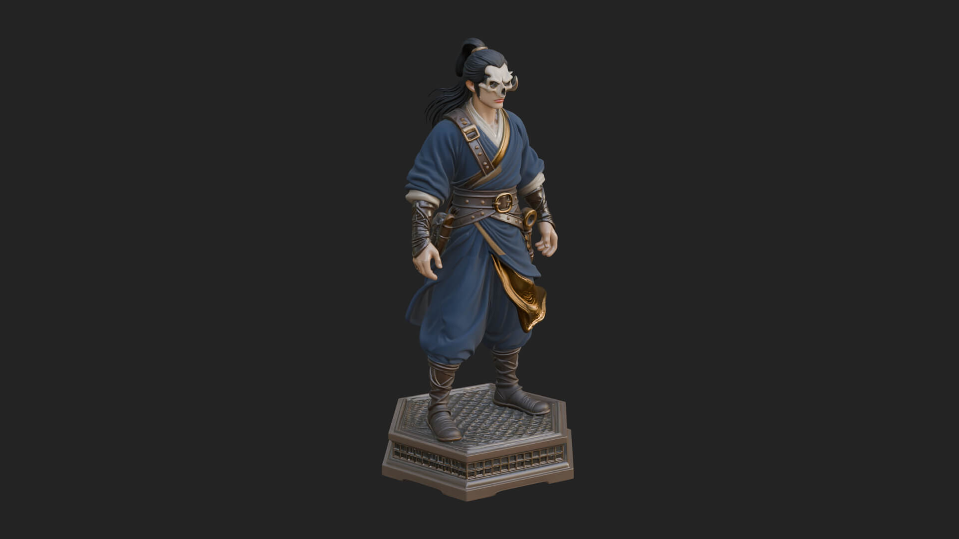 Skull Faced Swordsman Statue Design 2 3D Print Model 3D Model