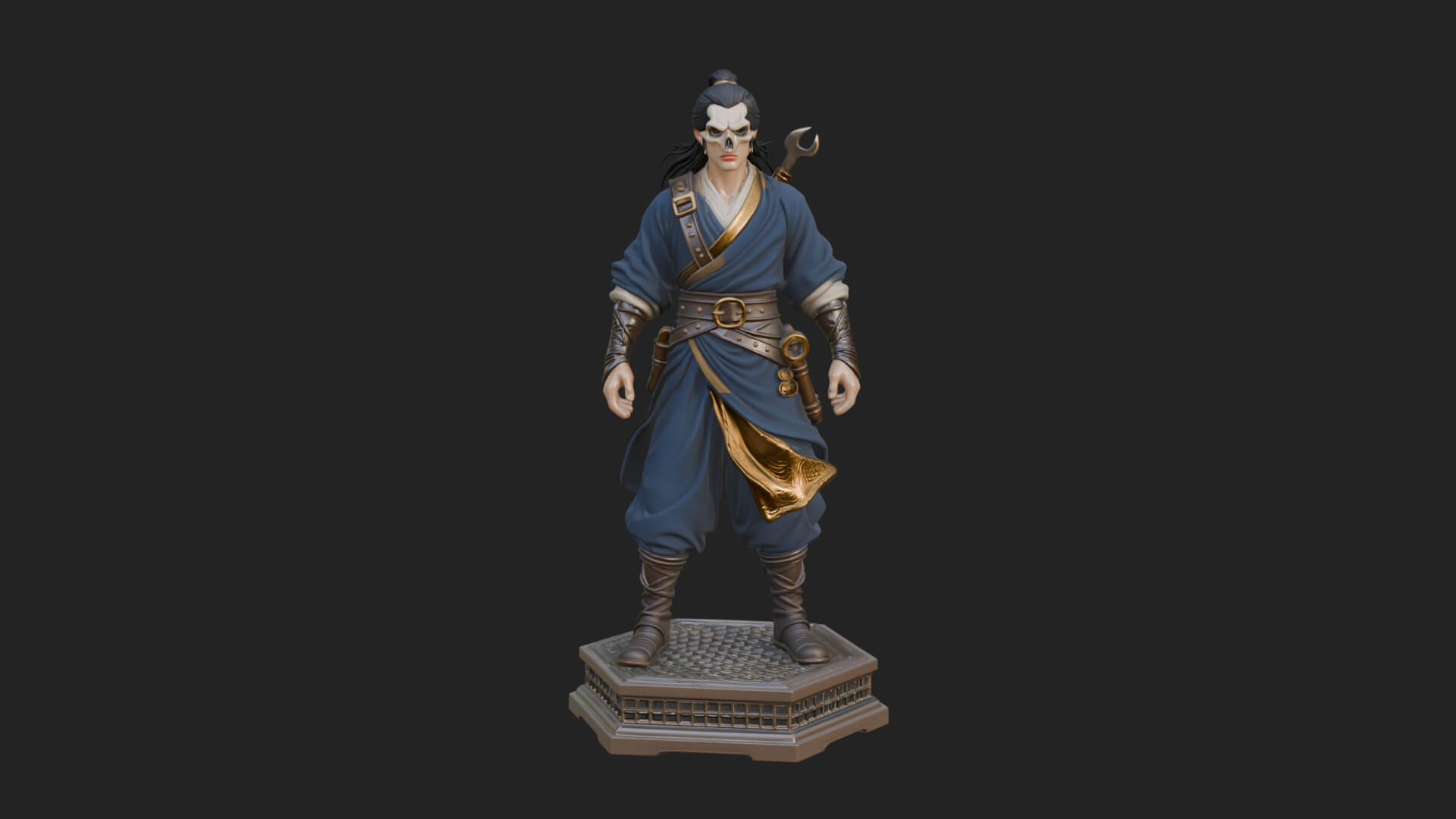Skull Faced Swordsman Statue Design 2 3D Print Model 3D Model
