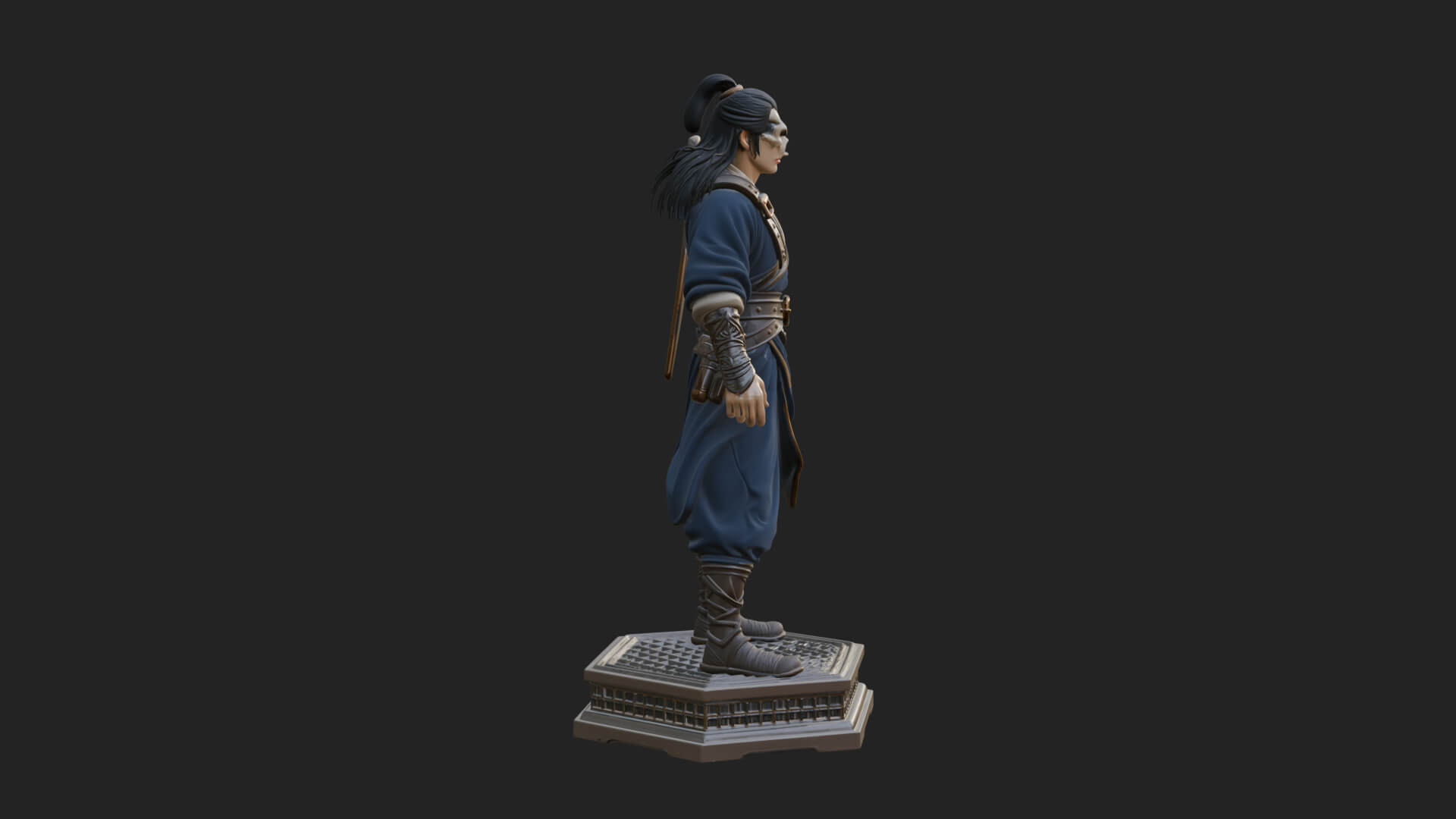 Skull Faced Swordsman Statue Design 2 3D Print Model 3D Model