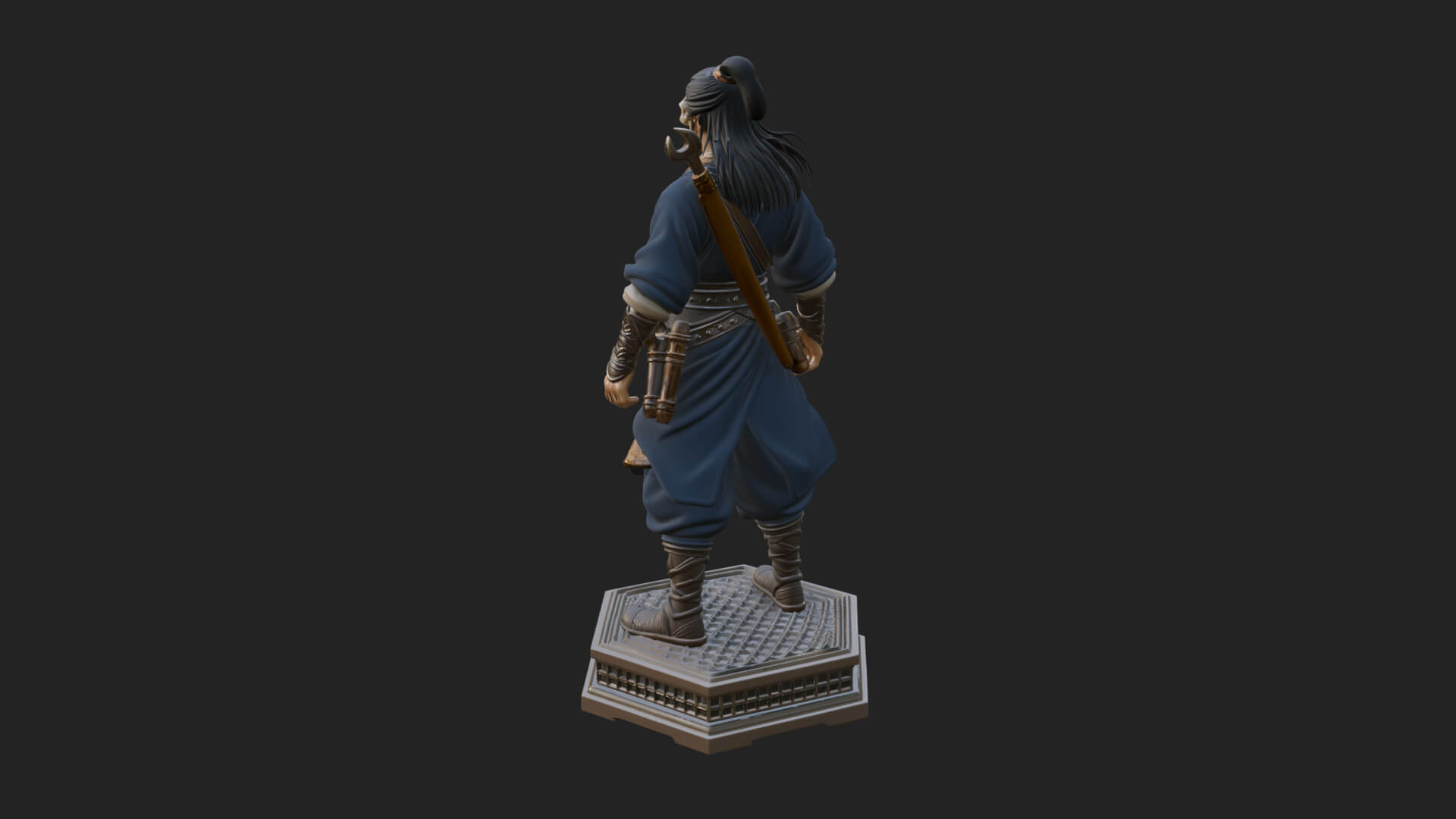 Skull Faced Swordsman Statue Design 2 3D Print Model 3D Model