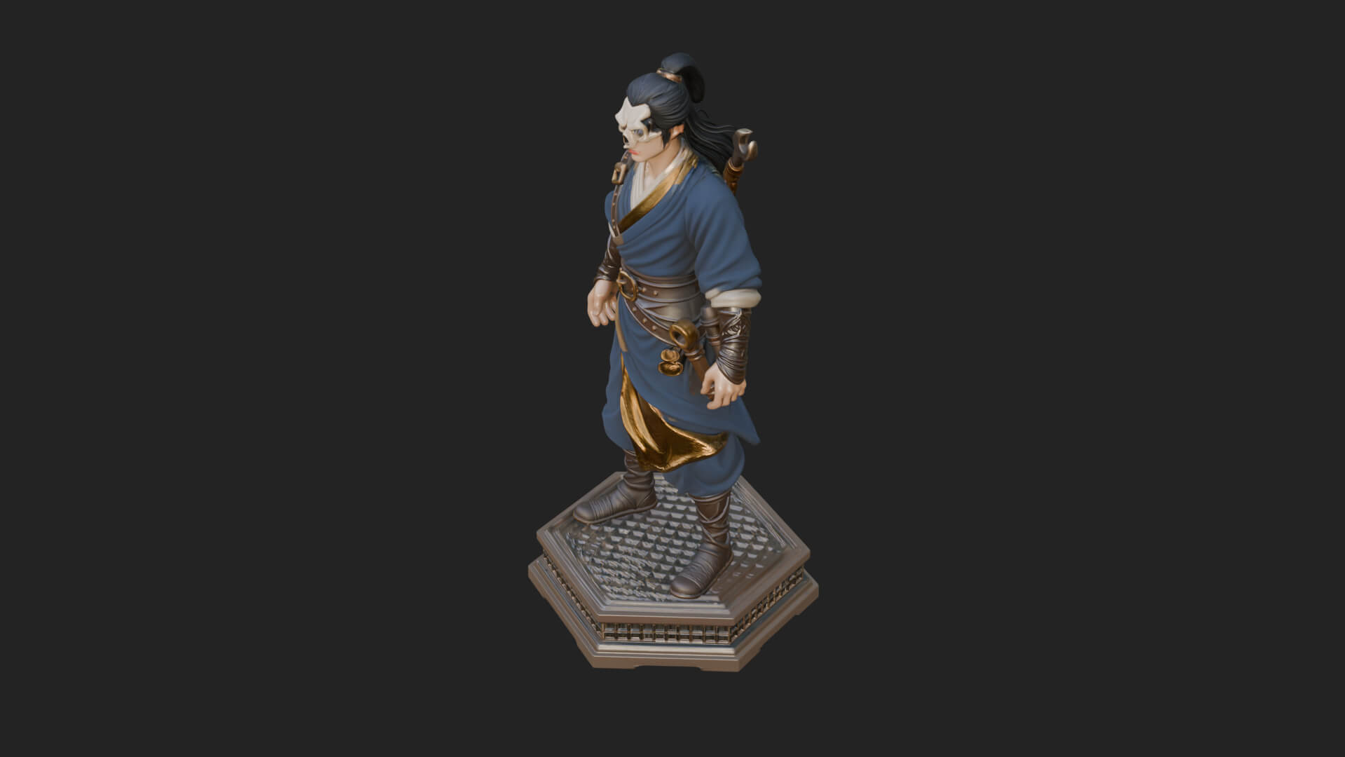 Skull Faced Swordsman Statue Design 2 3D Print Model 3D Model