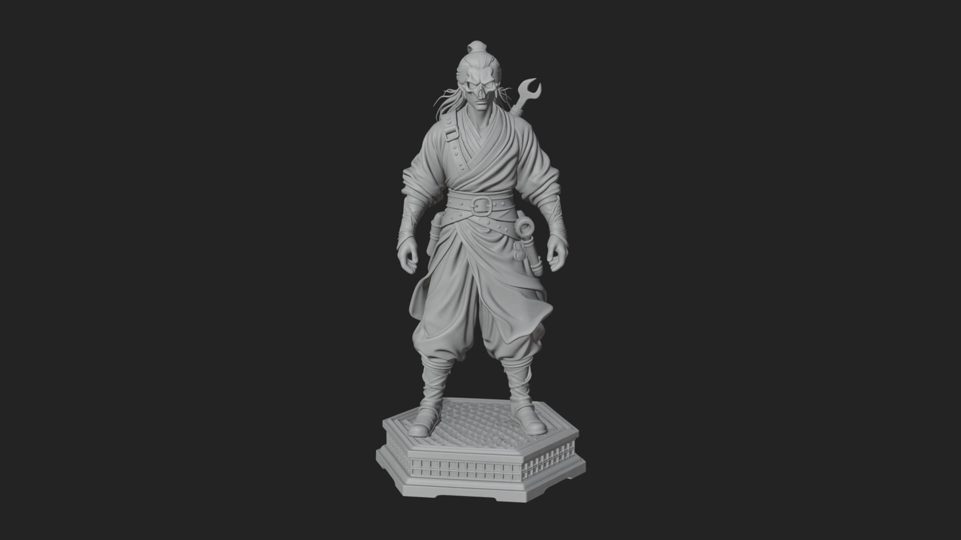 Skull Faced Swordsman Statue Design 2 3D Print Model 3D Model