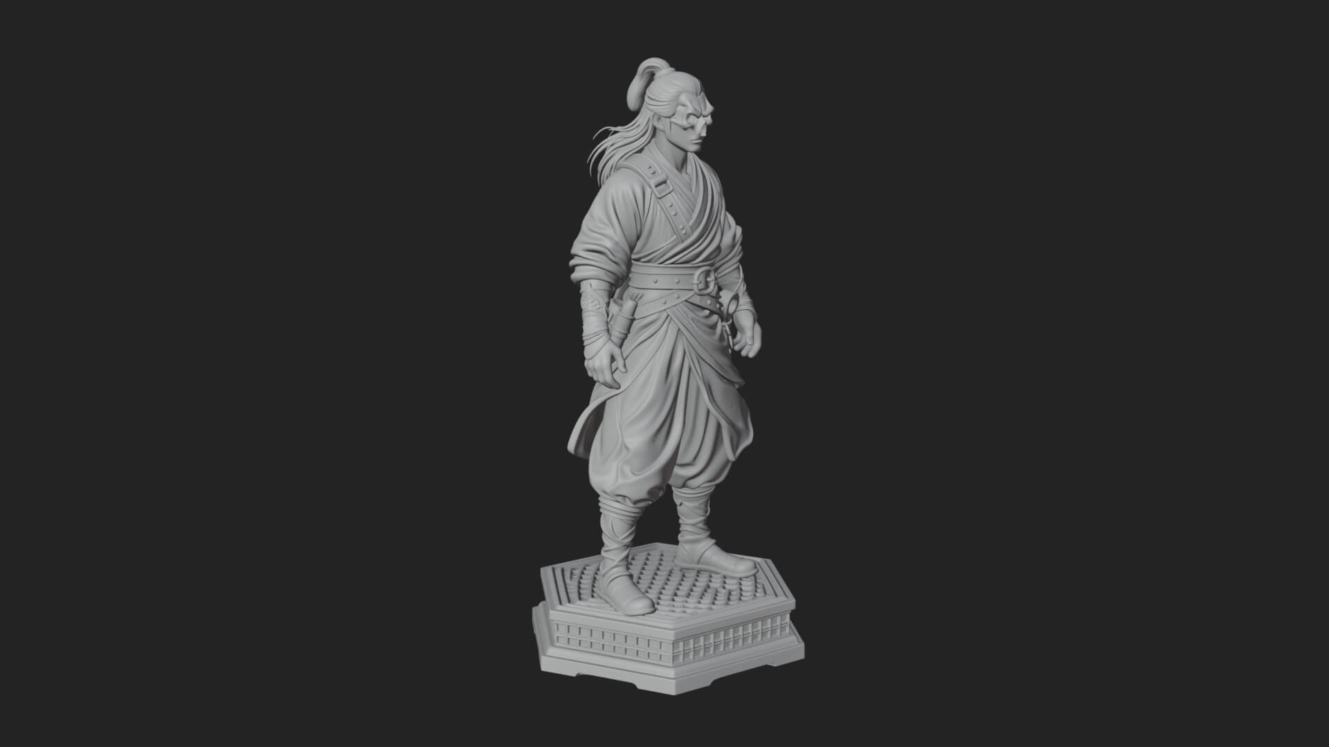 Skull Faced Swordsman Statue Design 2 3D Print Model 3D Model