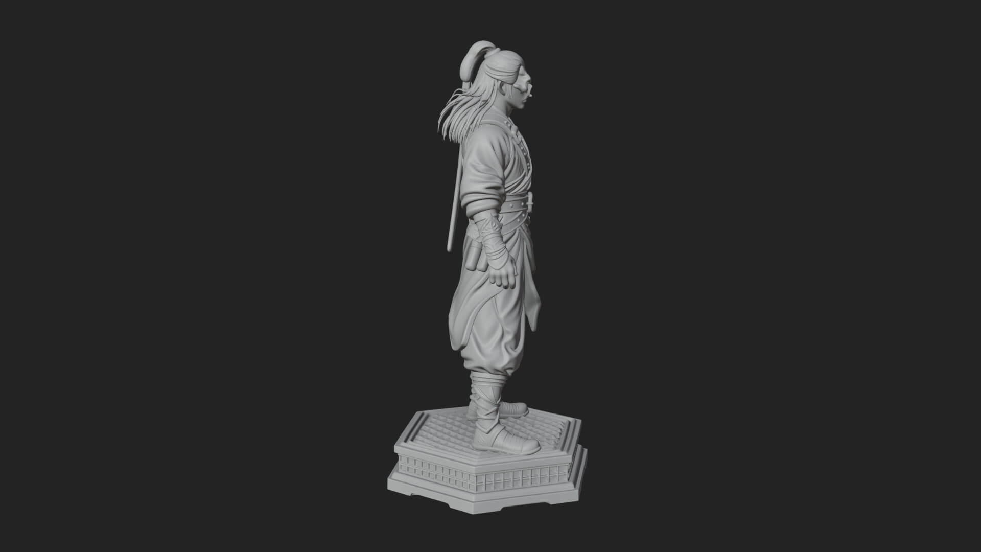Skull Faced Swordsman Statue Design 2 3D Print Model 3D Model