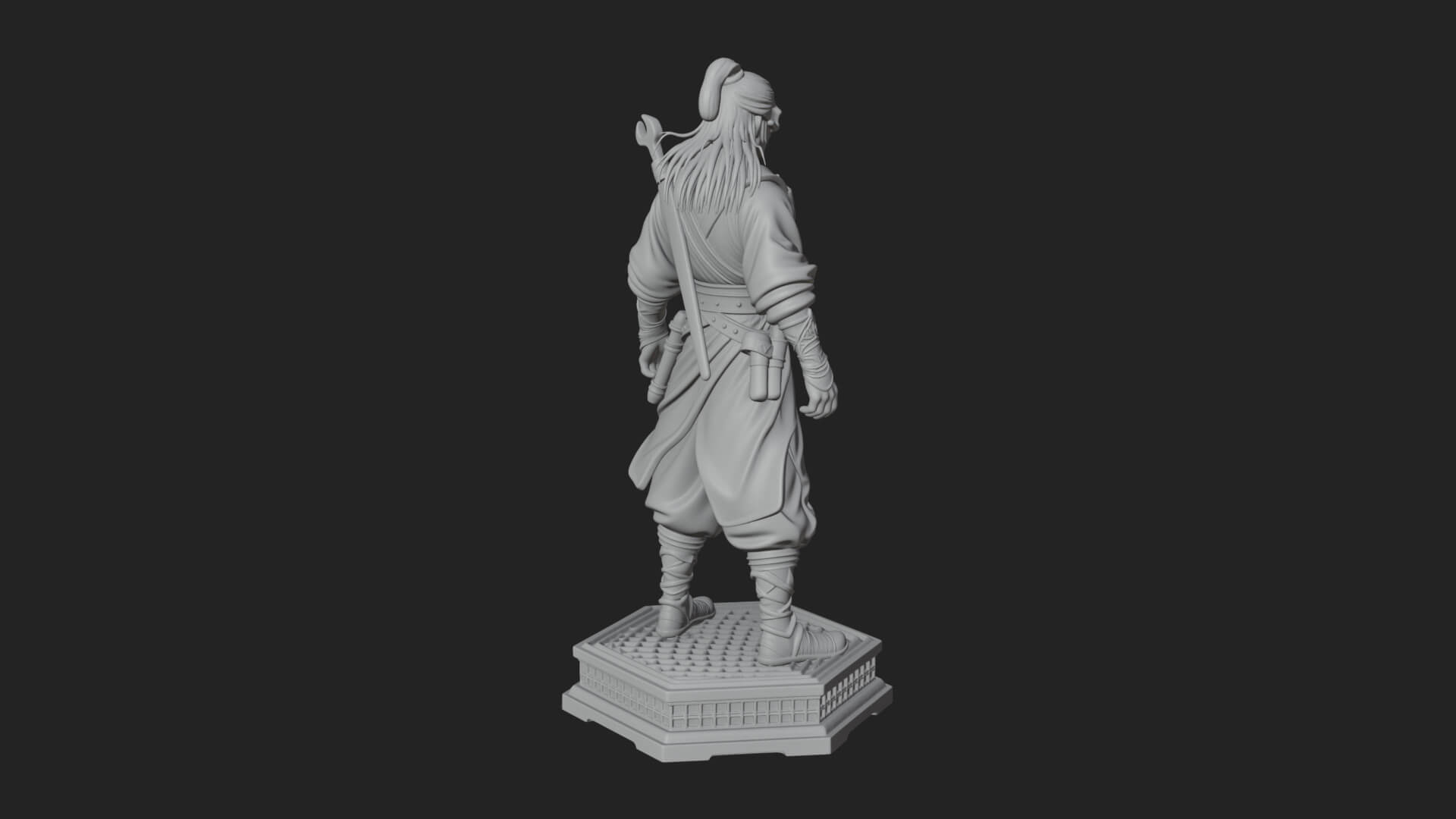 Skull Faced Swordsman Statue Design 2 3D Print Model 3D Model