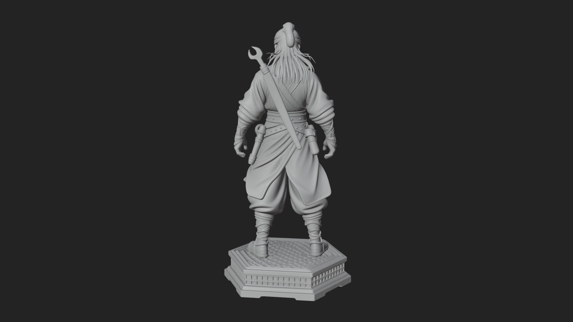 Skull Faced Swordsman Statue Design 2 3D Print Model 3D Model