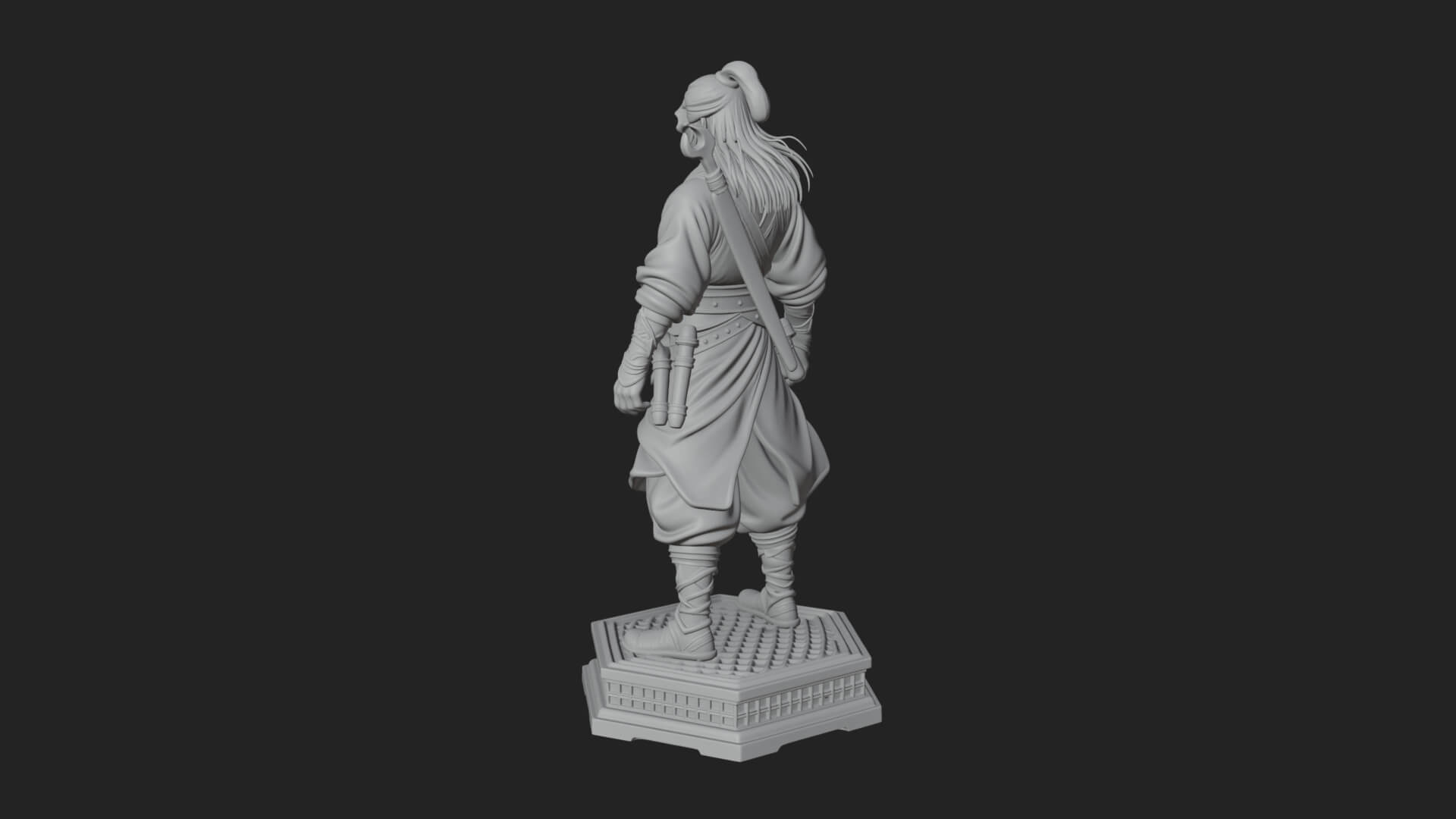 Skull Faced Swordsman Statue Design 2 3D Print Model 3D Model