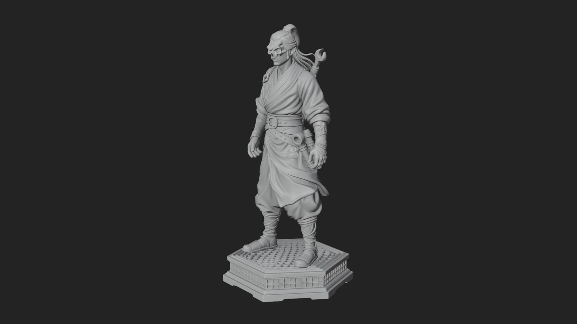 Skull Faced Swordsman Statue Design 2 3D Print Model 3D Model