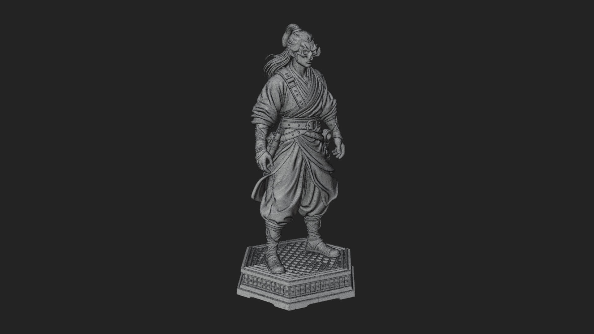Skull Faced Swordsman Statue Design 2 3D Print Model 3D Model