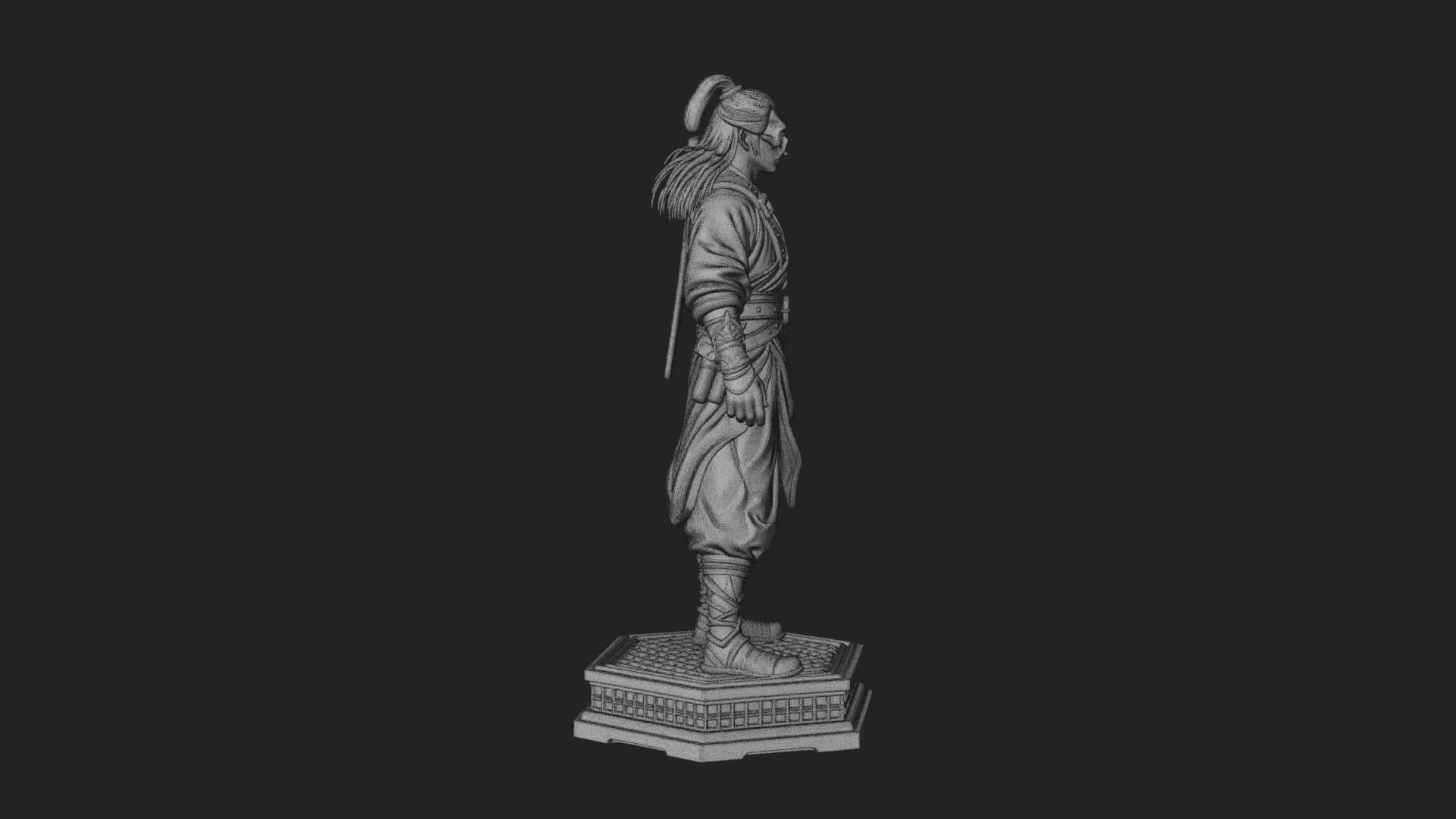 Skull Faced Swordsman Statue Design 2 3D Print Model 3D Model