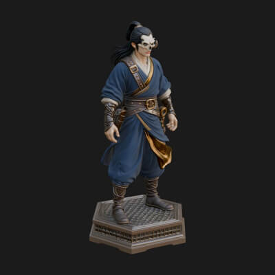 Skull Faced Swordsman Statue Design 2 3D Print Model