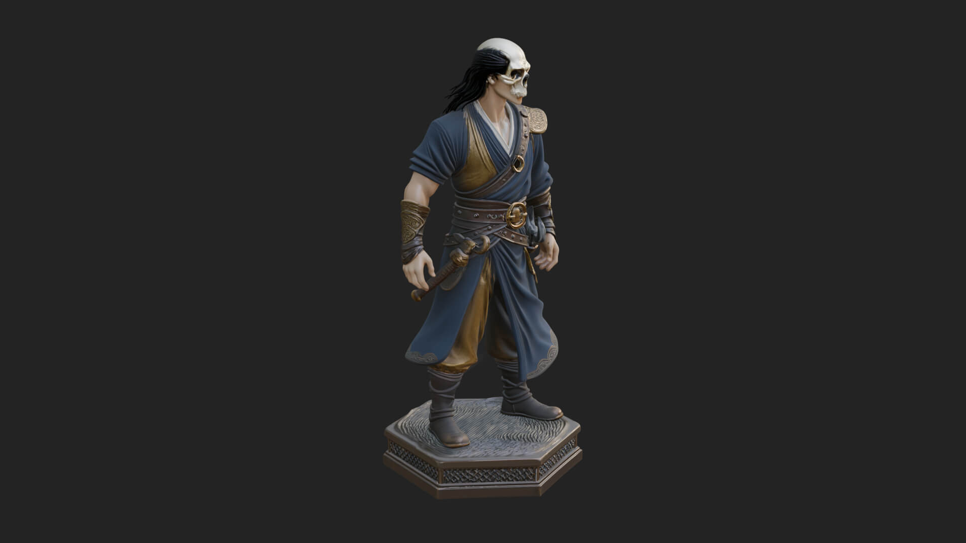 Skull Faced Swordsman Statue Design 3 3D Print Model 3D Model