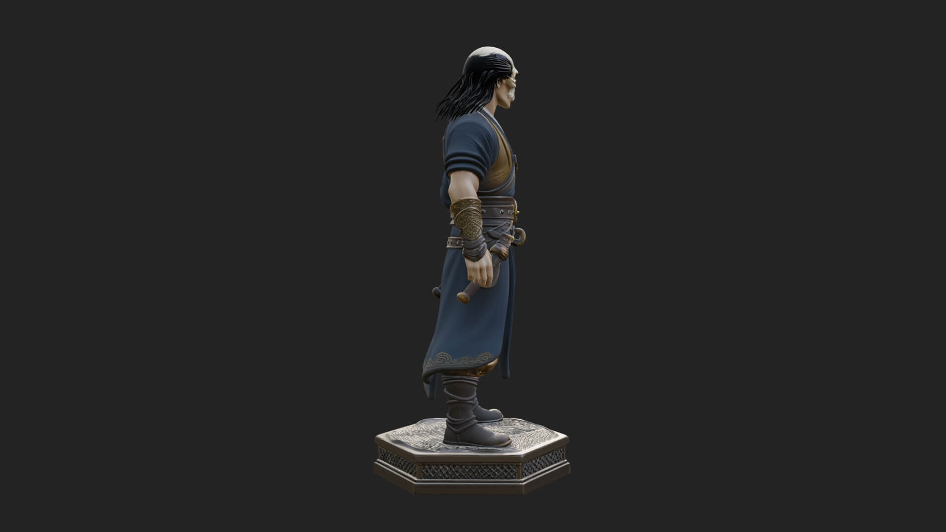 Skull Faced Swordsman Statue Design 3 3D Print Model 3D Model