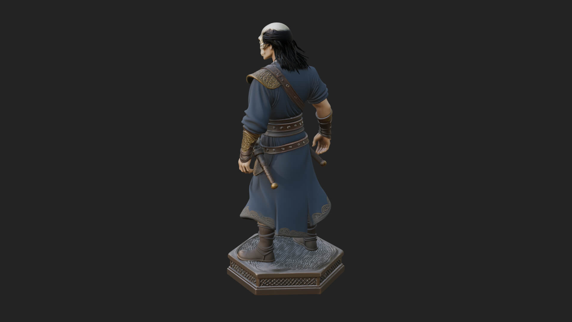Skull Faced Swordsman Statue Design 3 3D Print Model 3D Model