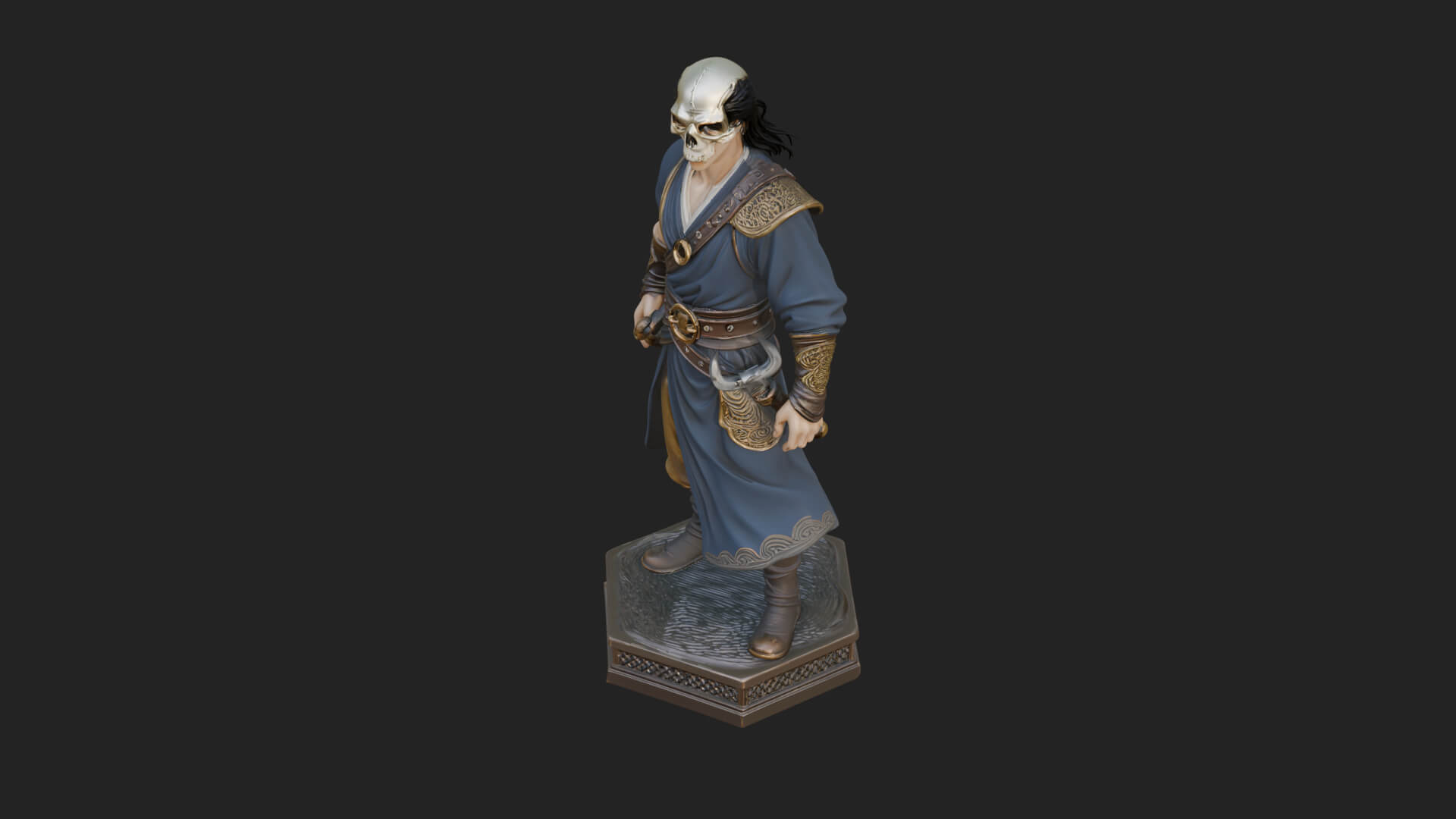 Skull Faced Swordsman Statue Design 3 3D Print Model 3D Model