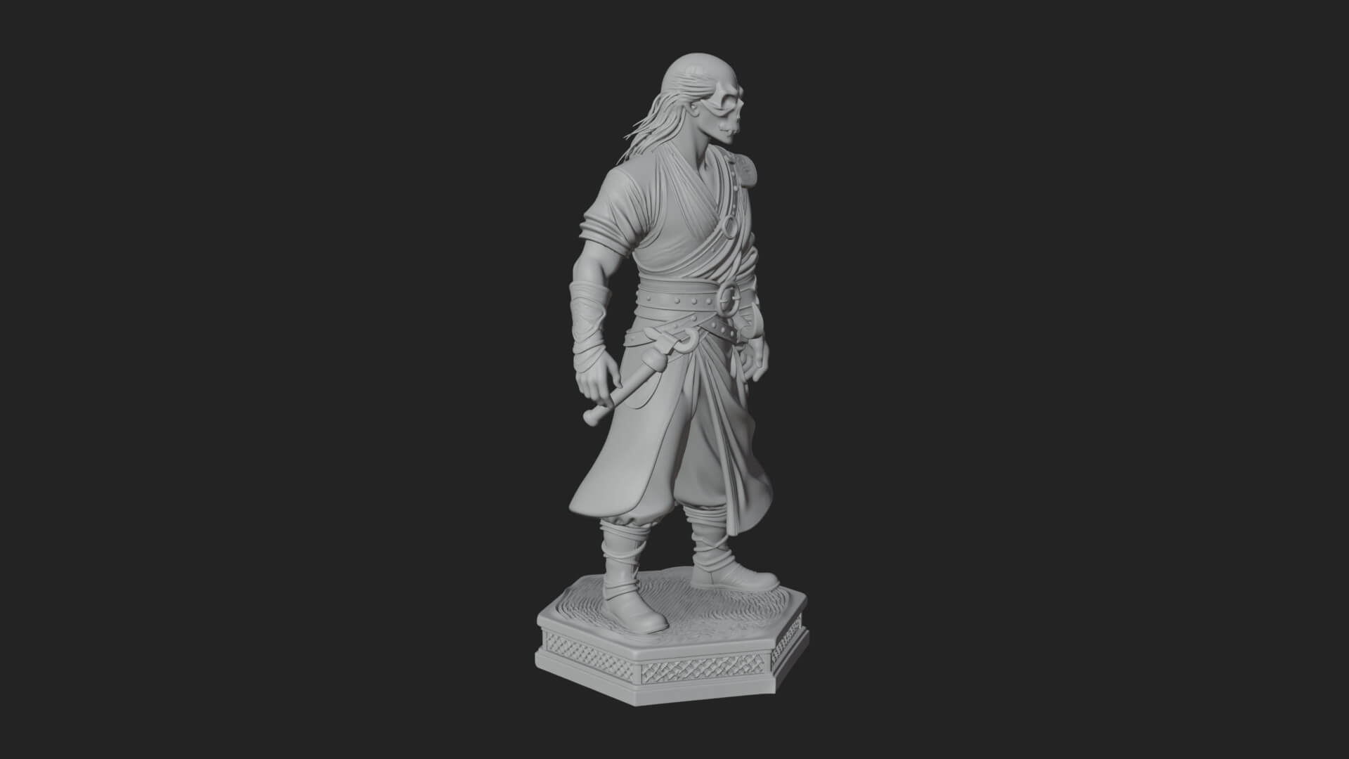 Skull Faced Swordsman Statue Design 3 3D Print Model 3D Model