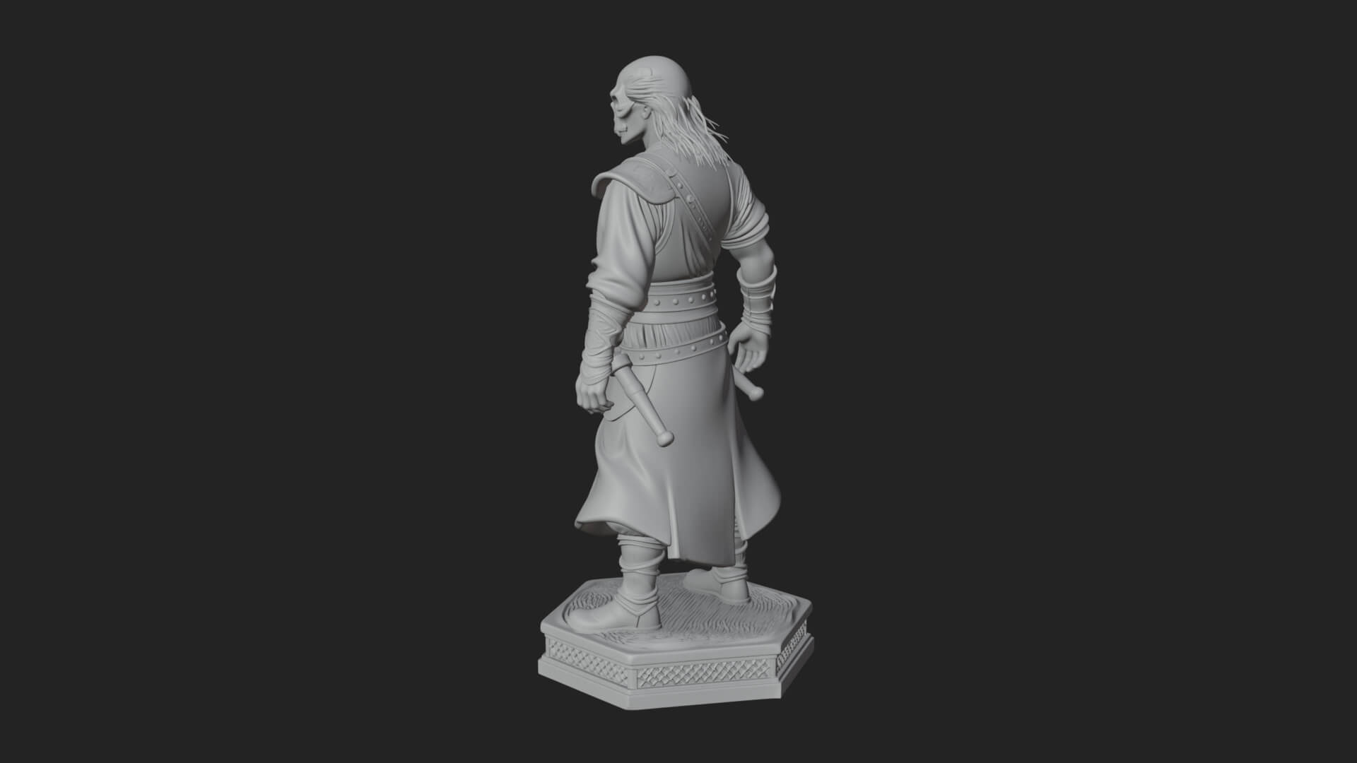 Skull Faced Swordsman Statue Design 3 3D Print Model 3D Model