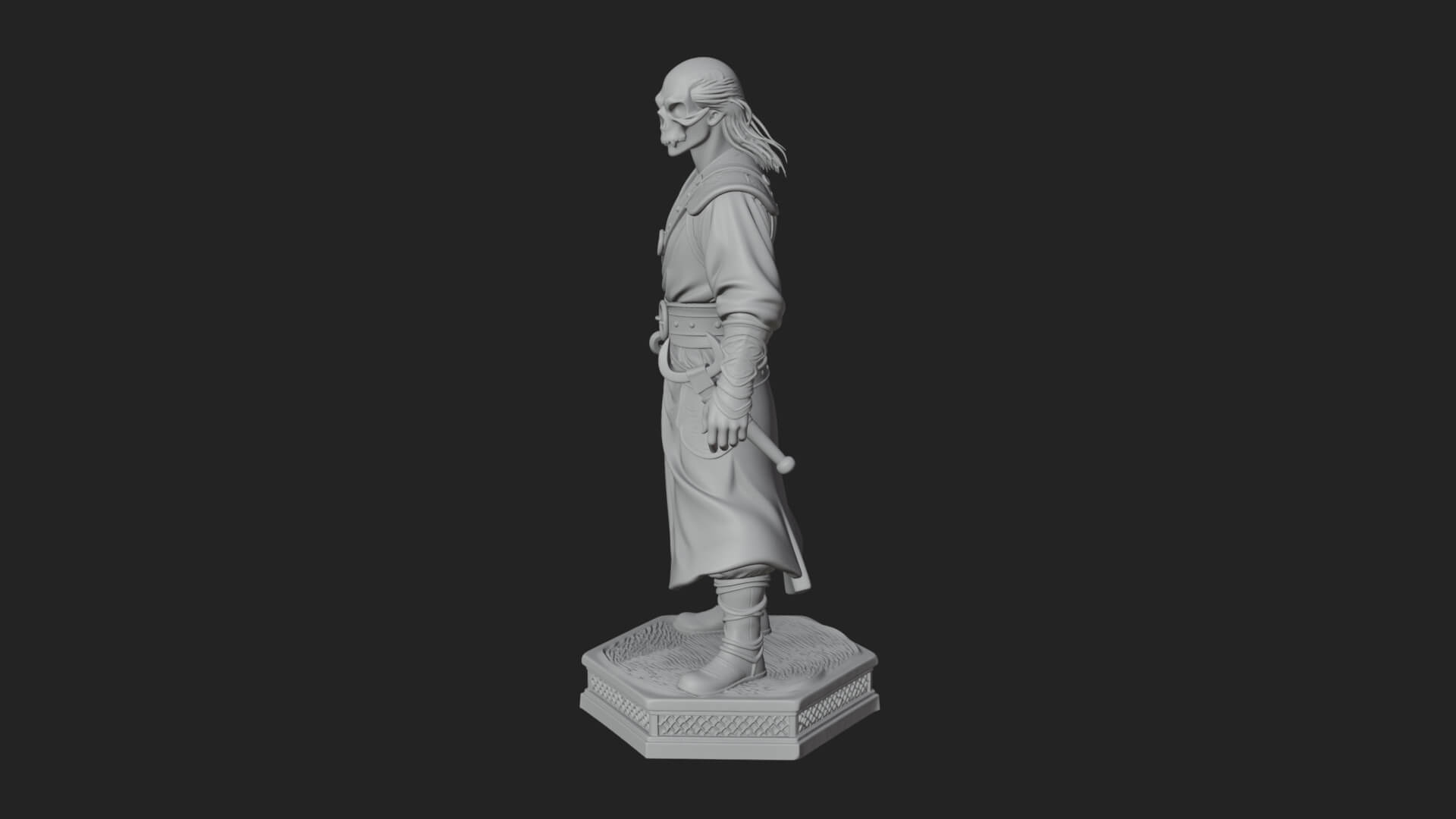 Skull Faced Swordsman Statue Design 3 3D Print Model 3D Model