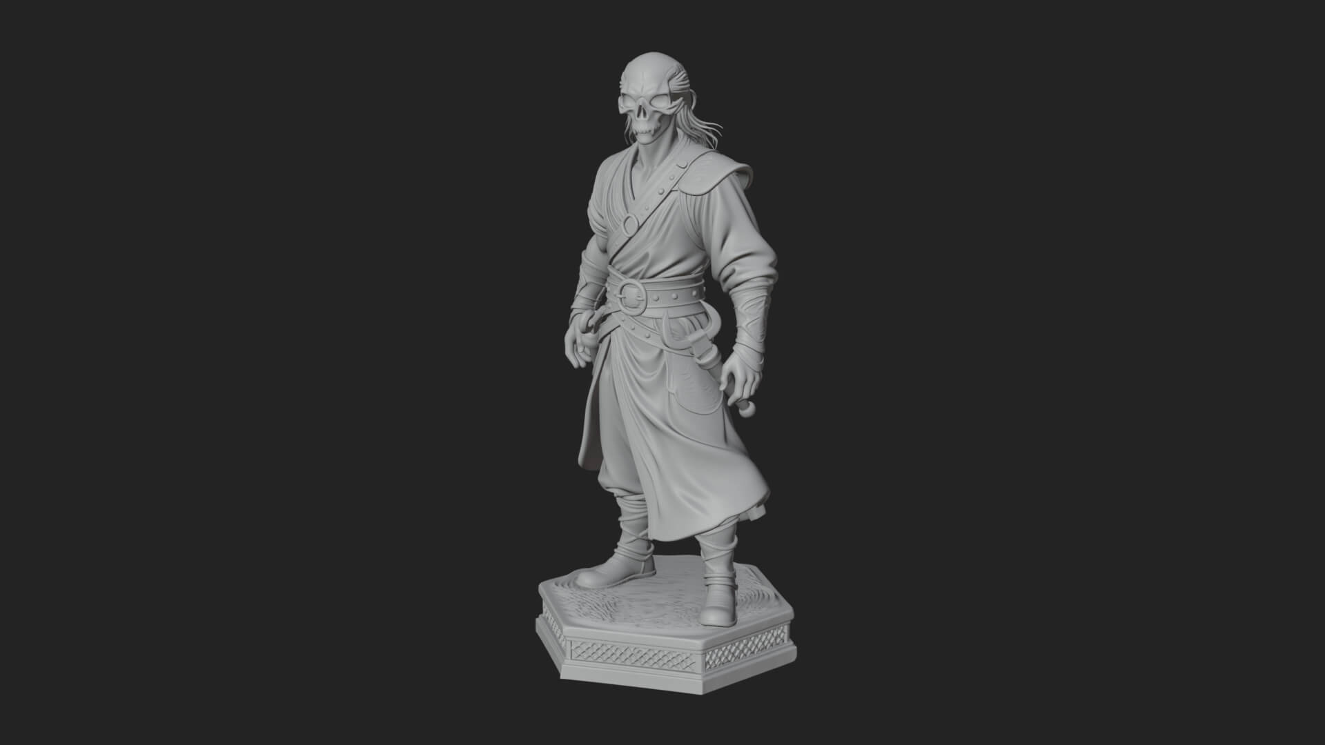 Skull Faced Swordsman Statue Design 3 3D Print Model 3D Model