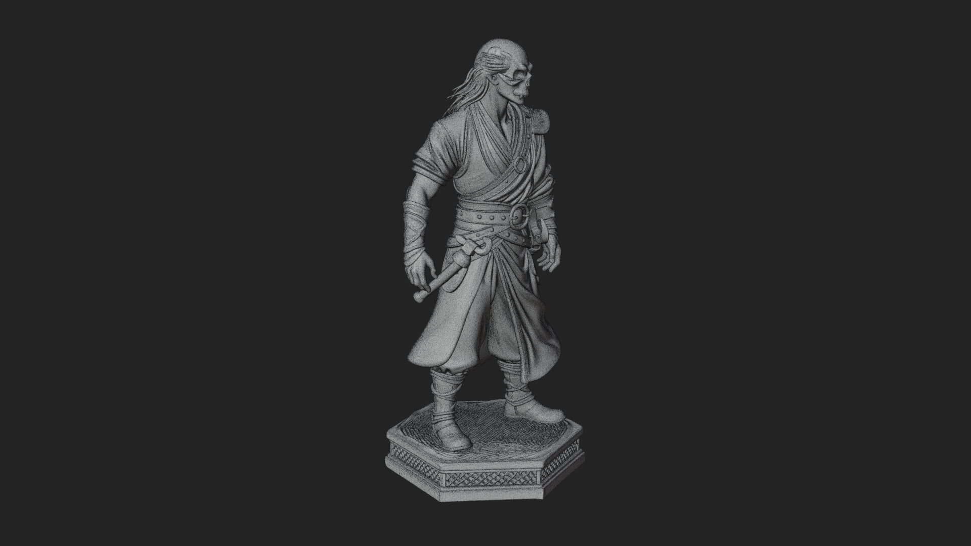 Skull Faced Swordsman Statue Design 3 3D Print Model 3D Model