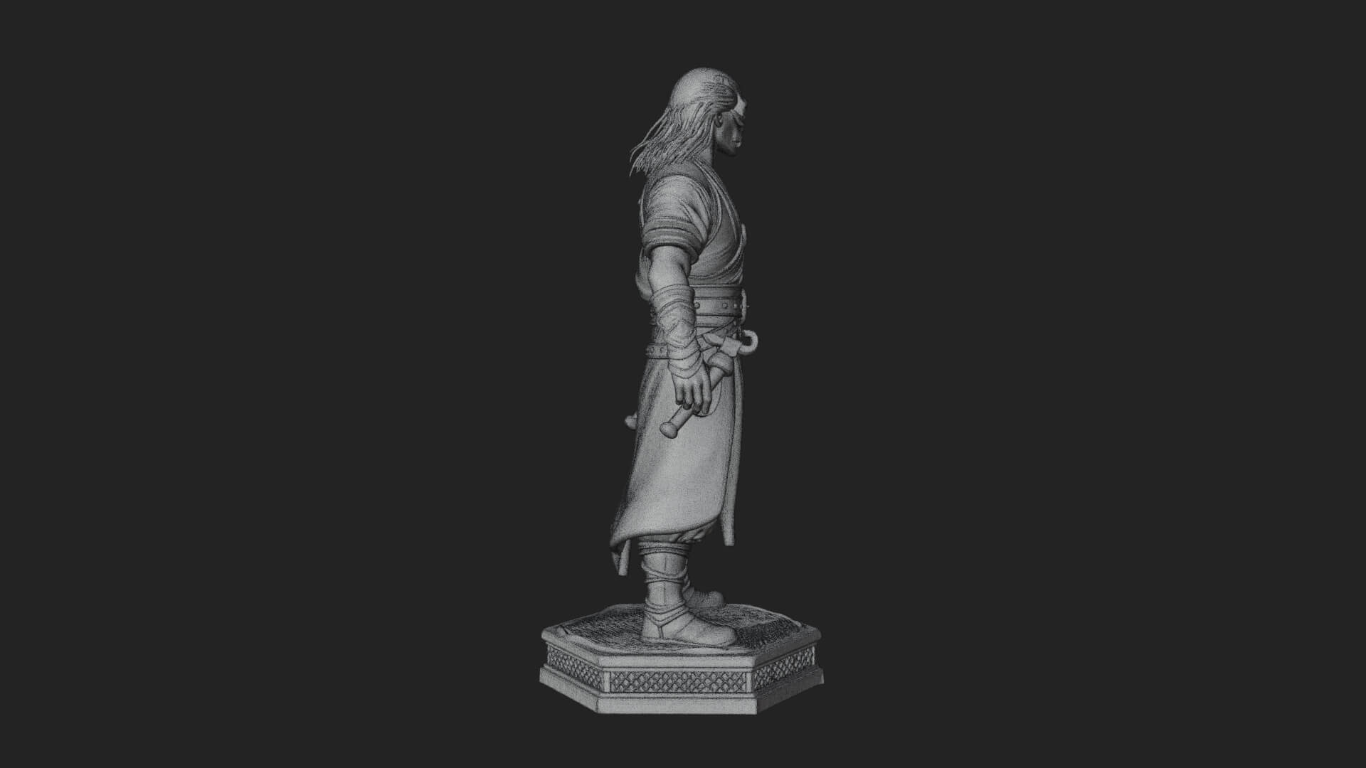 Skull Faced Swordsman Statue Design 3 3D Print Model 3D Model