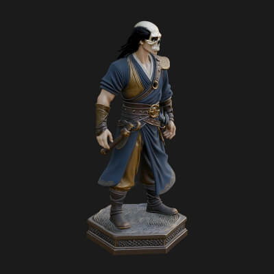 Skull Faced Swordsman Statue Design 3 3D Print Model