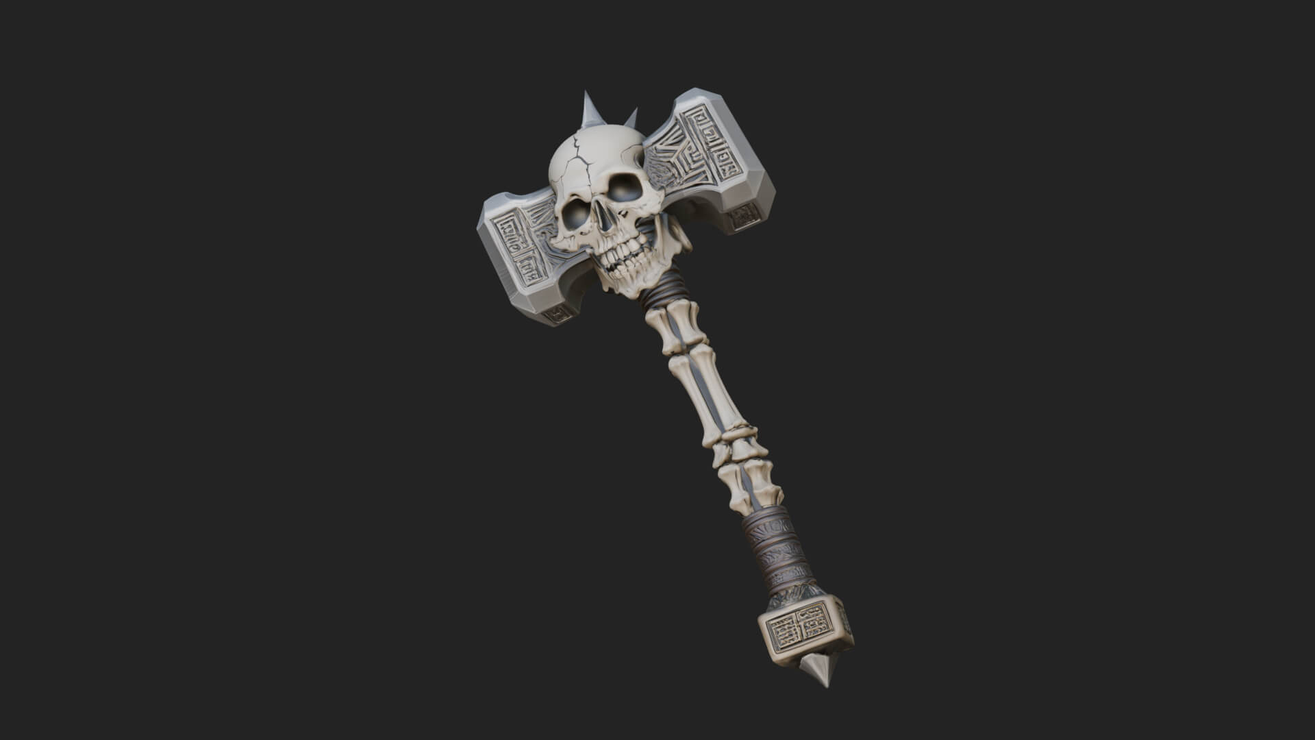 Skull Head War Hammer Model Design 1 3D Print Model 3D Model