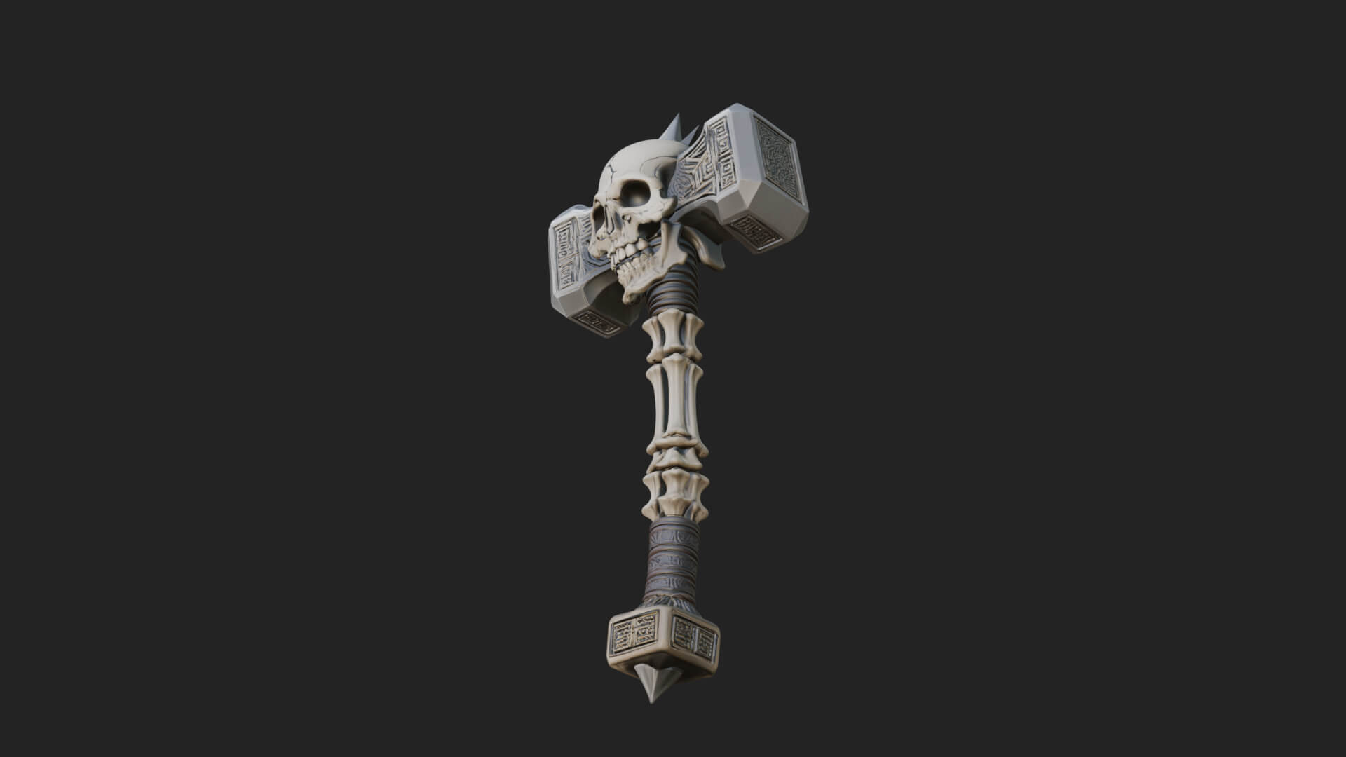 Skull Head War Hammer Model Design 1 3D Print Model 3D Model