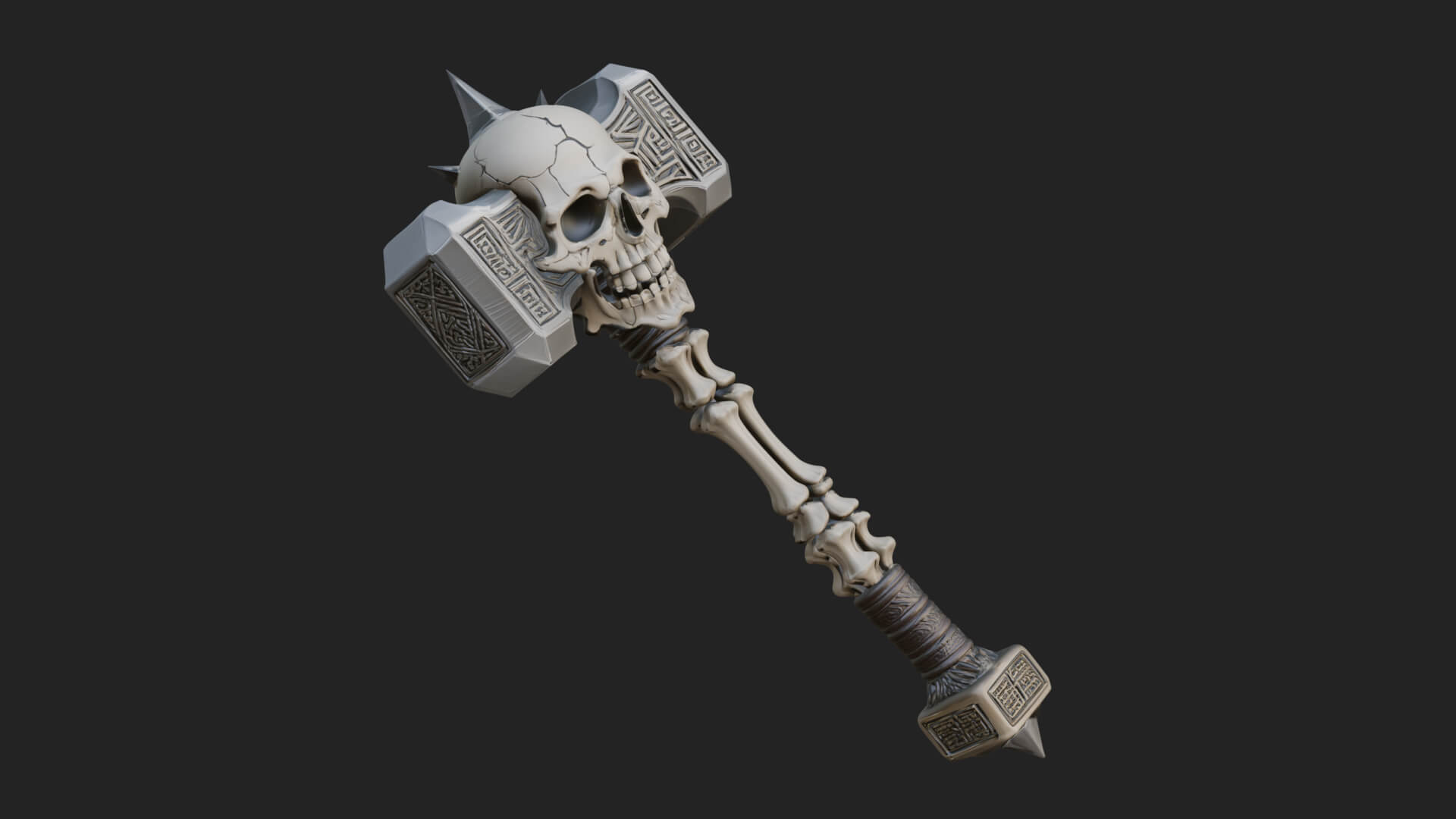 Skull Head War Hammer Model Design 1 3D Print Model 3D Model