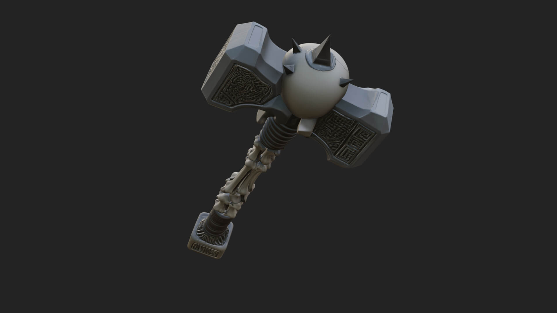 Skull Head War Hammer Model Design 1 3D Print Model 3D Model