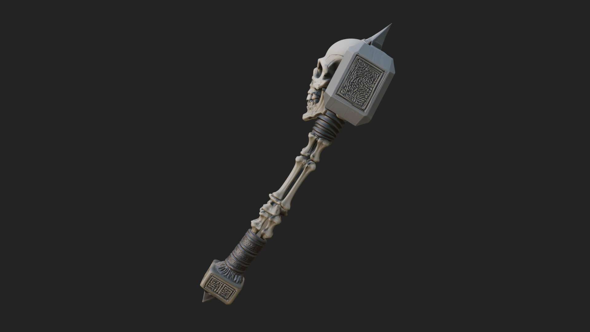 Skull Head War Hammer Model Design 1 3D Print Model 3D Model