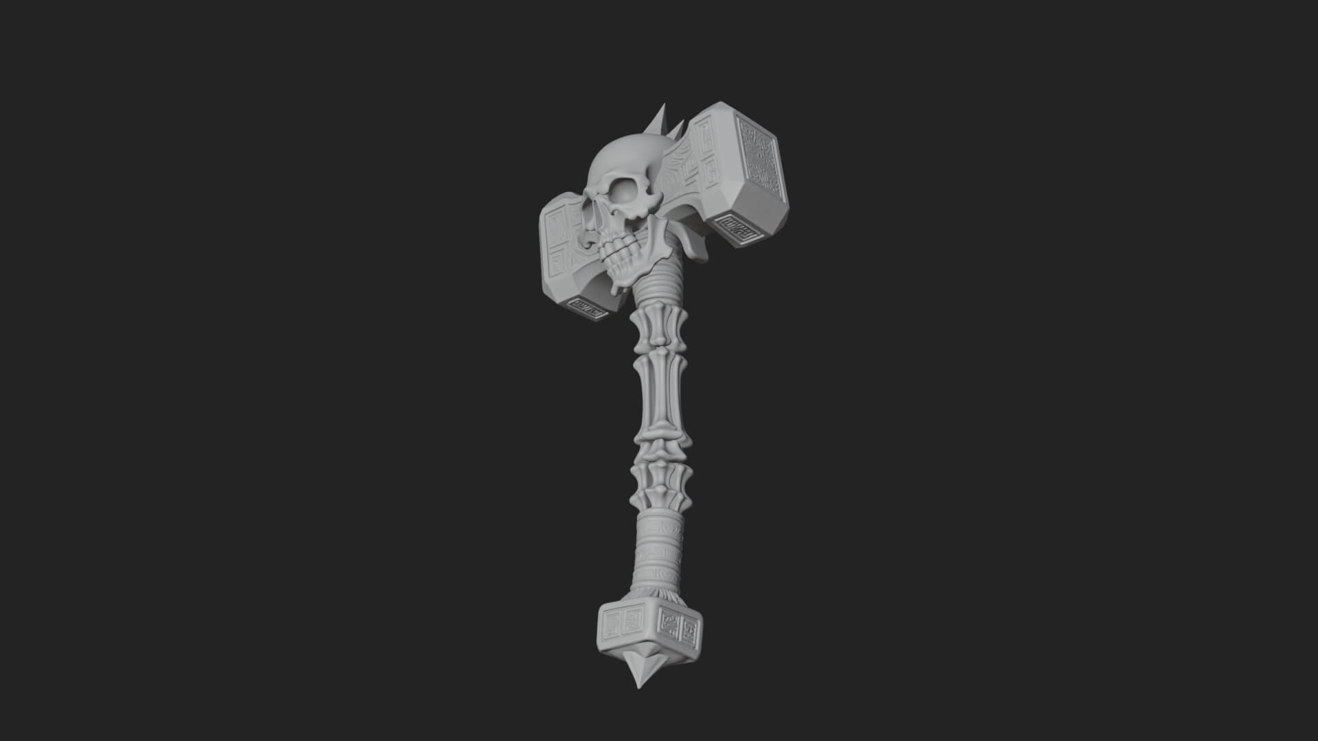 Skull Head War Hammer Model Design 1 3D Print Model 3D Model