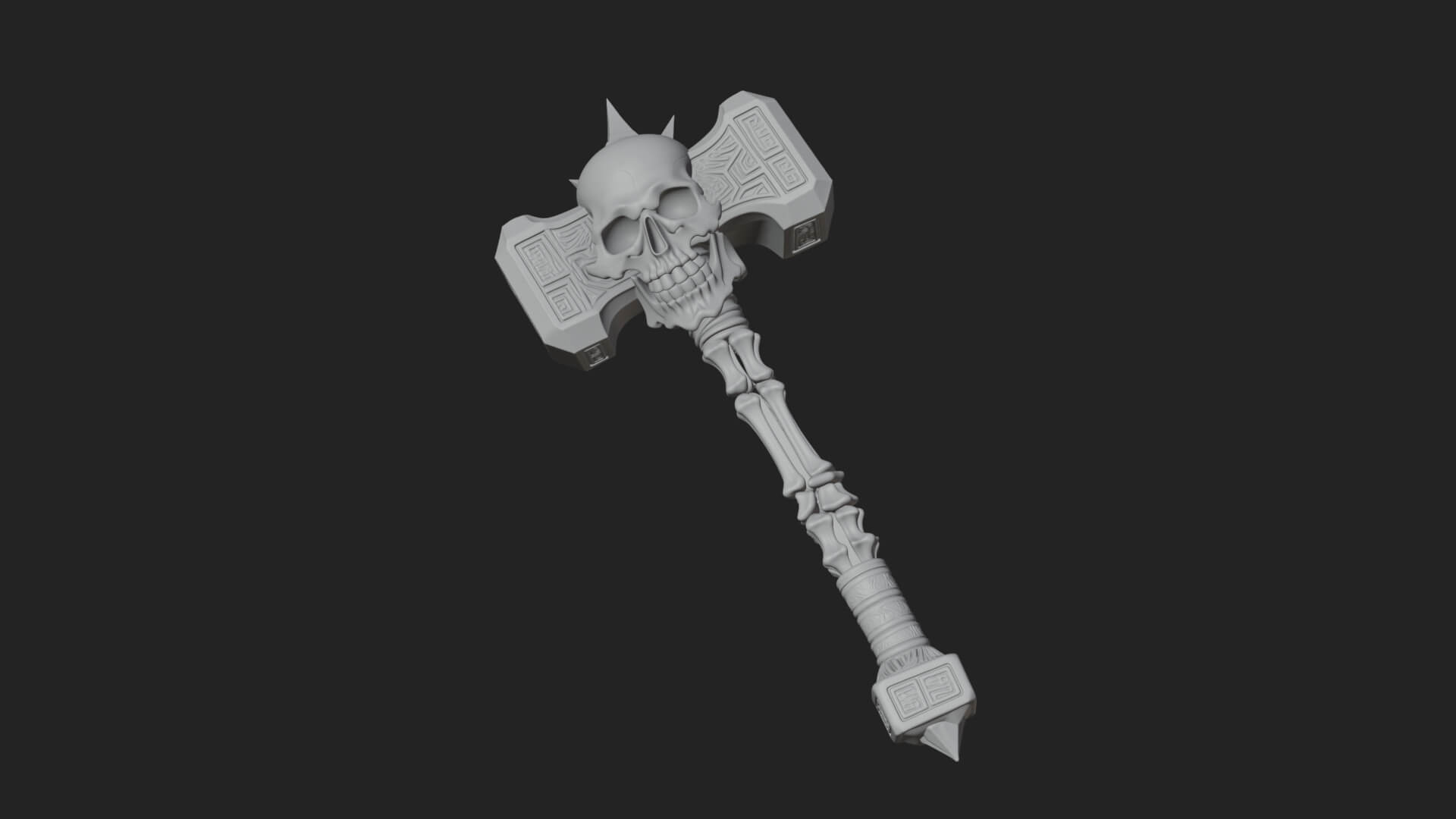 Skull Head War Hammer Model Design 1 3D Print Model 3D Model