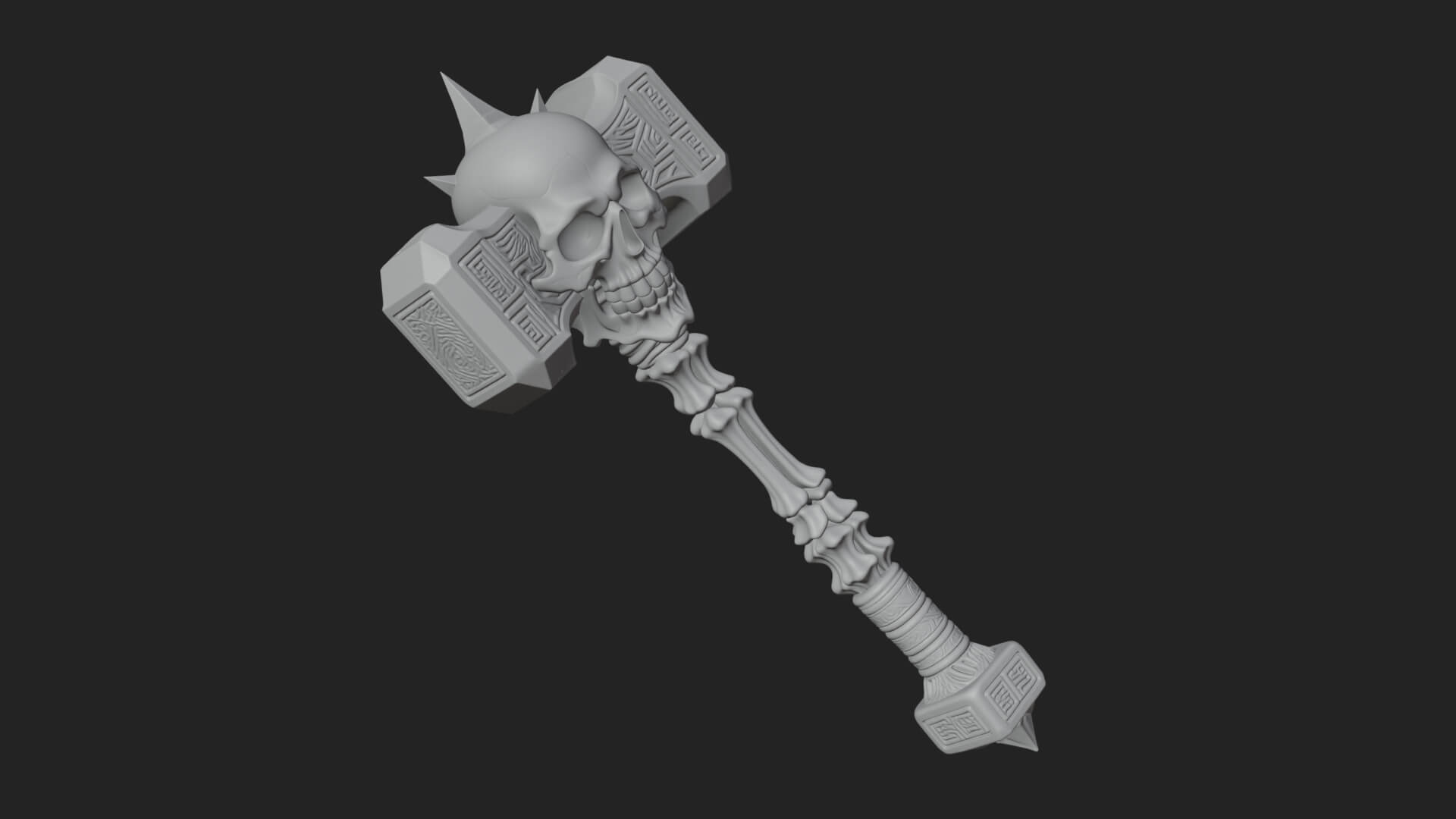 Skull Head War Hammer Model Design 1 3D Print Model 3D Model