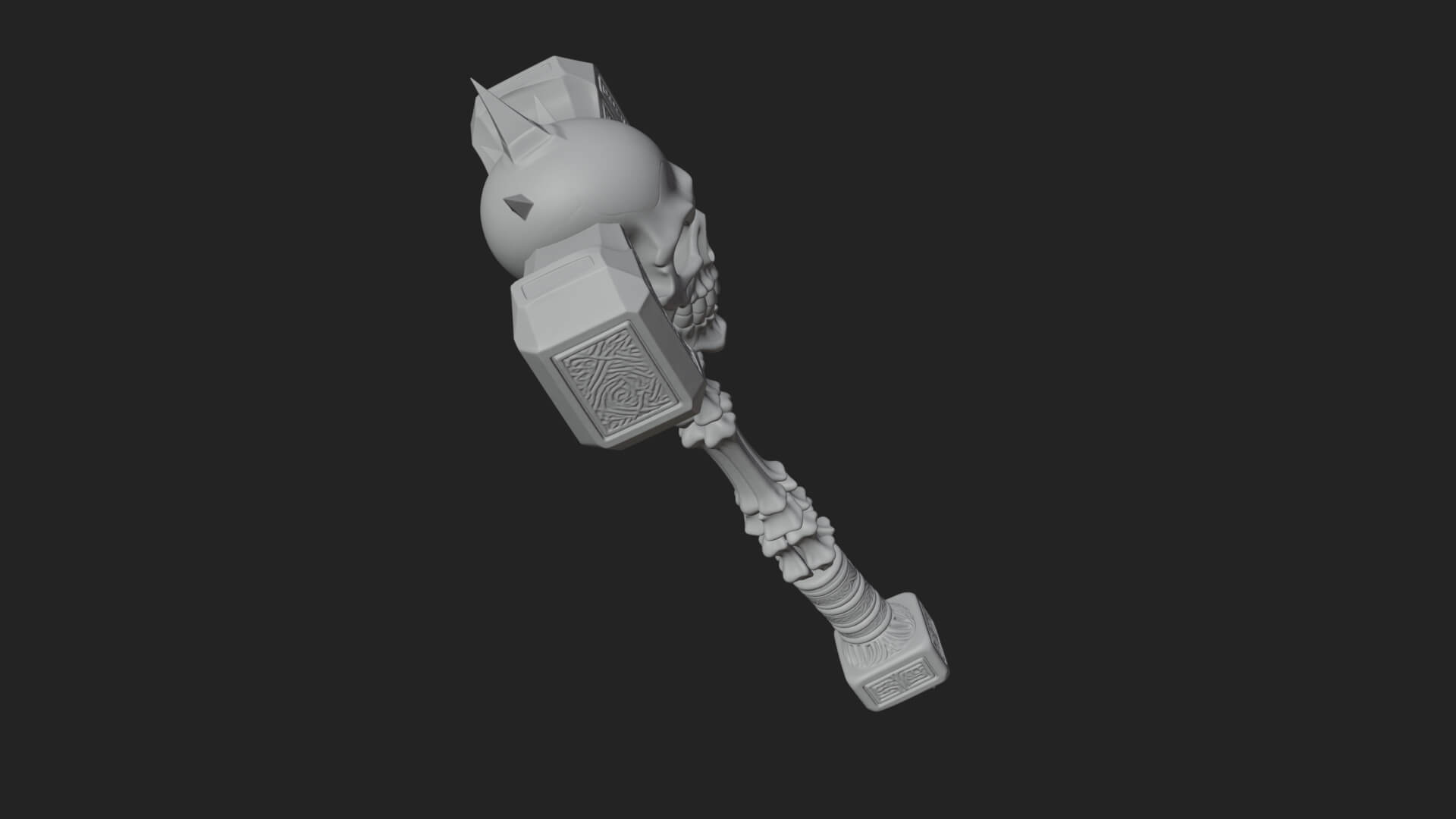 Skull Head War Hammer Model Design 1 3D Print Model 3D Model