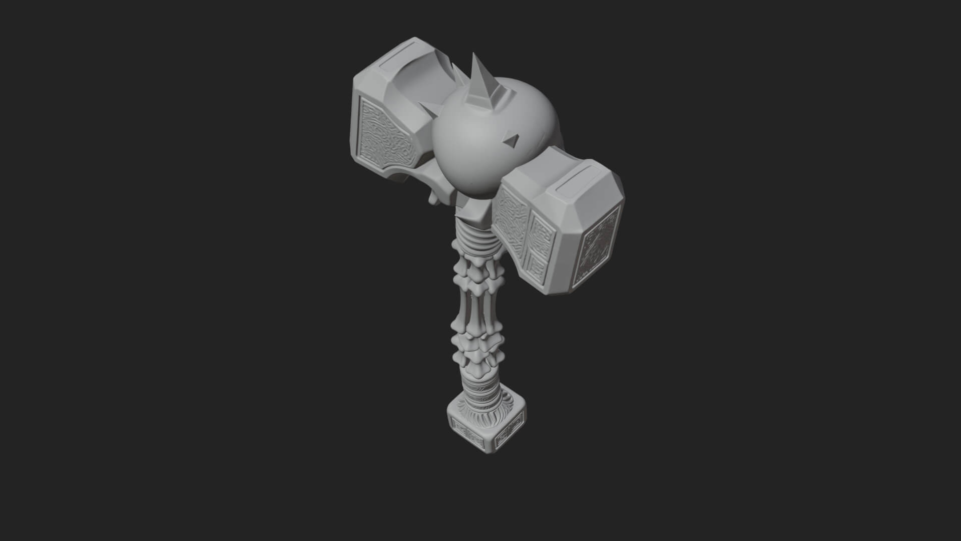 Skull Head War Hammer Model Design 1 3D Print Model 3D Model