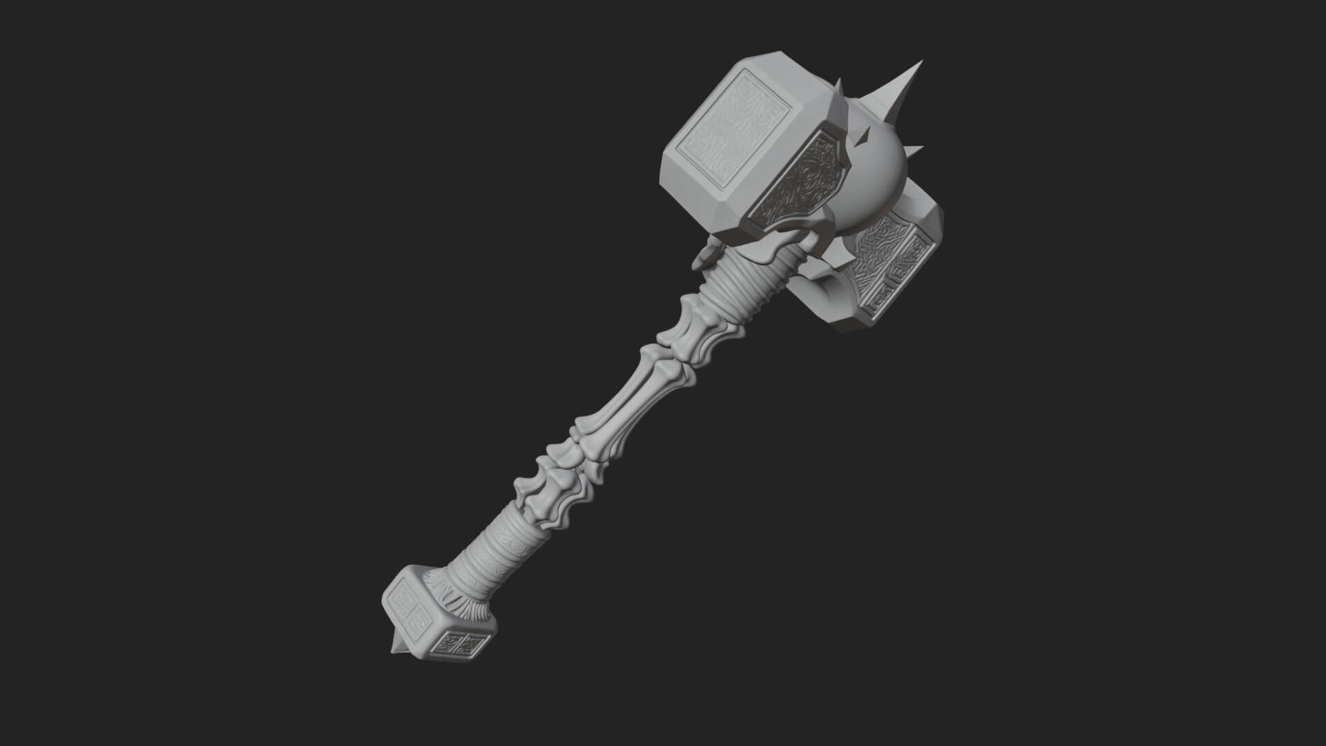 Skull Head War Hammer Model Design 1 3D Print Model 3D Model