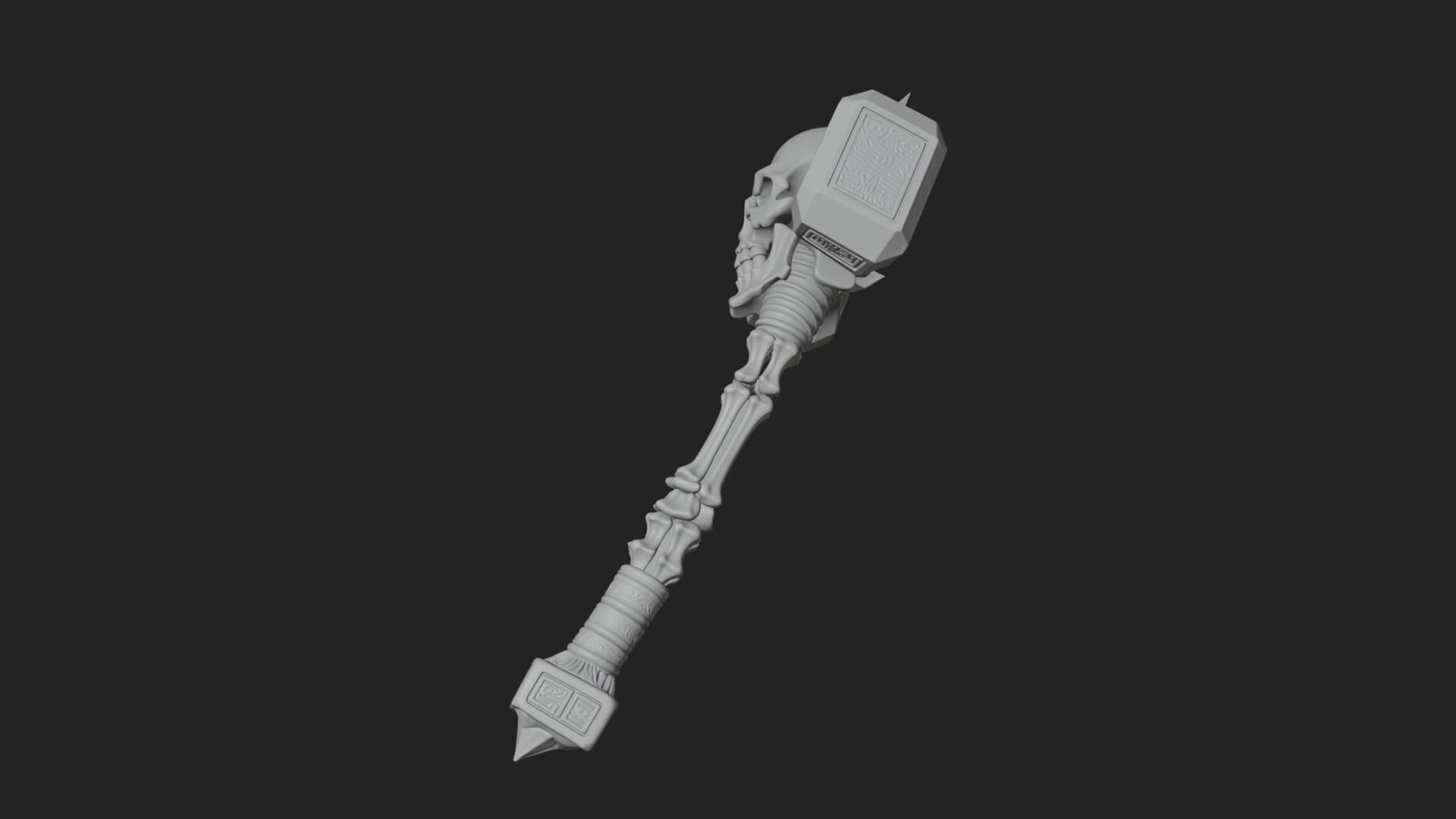 Skull Head War Hammer Model Design 1 3D Print Model 3D Model