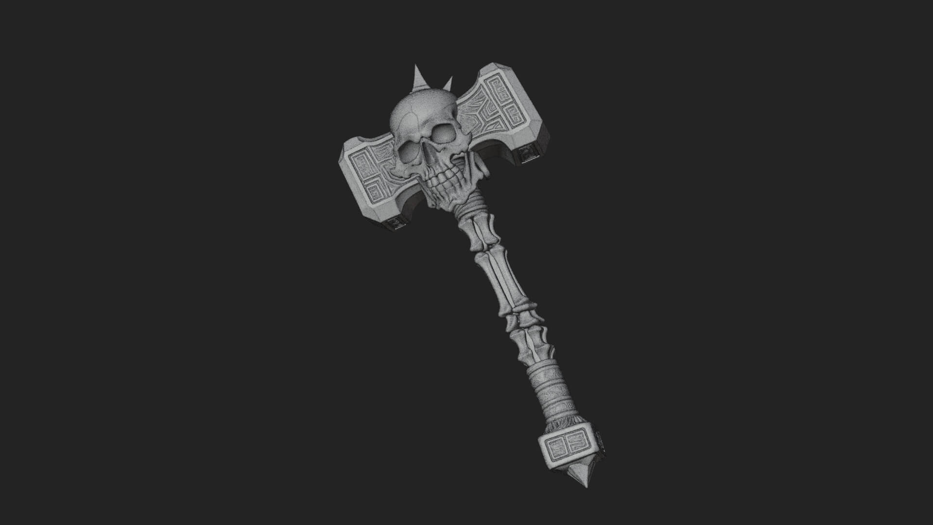 Skull Head War Hammer Model Design 1 3D Print Model 3D Model