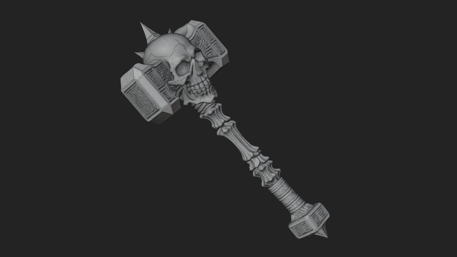 Skull Head War Hammer Model Design 1 3D Print Model 3D Model