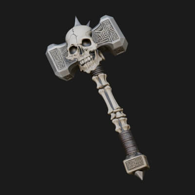 Skull Head War Hammer Model Design 1 3D Print Model