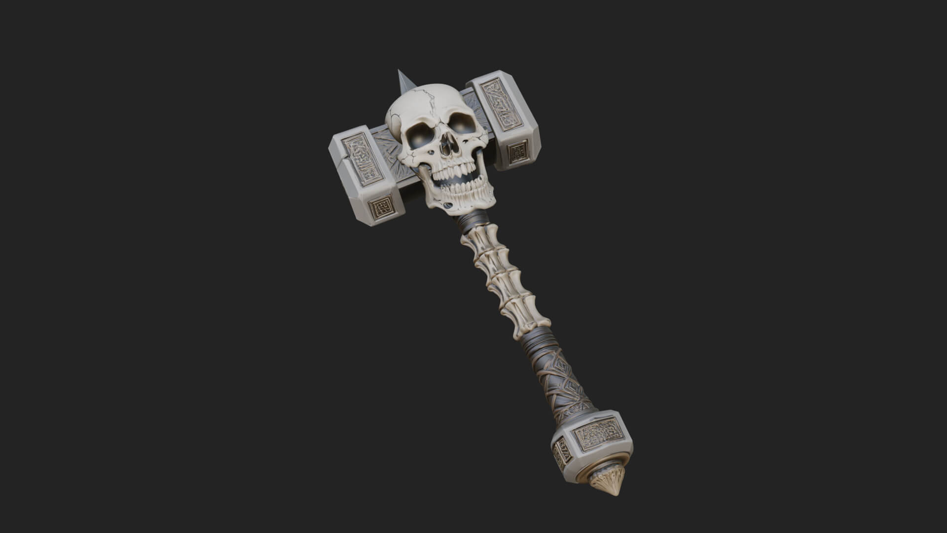 Skull Head War Hammer Model Design 2 3D Print Model 3D Model