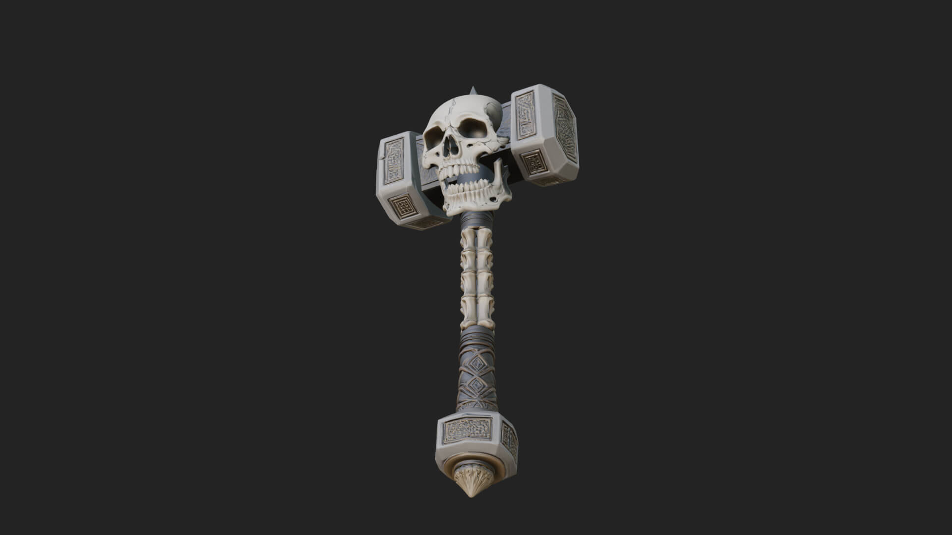 Skull Head War Hammer Model Design 2 3D Print Model 3D Model