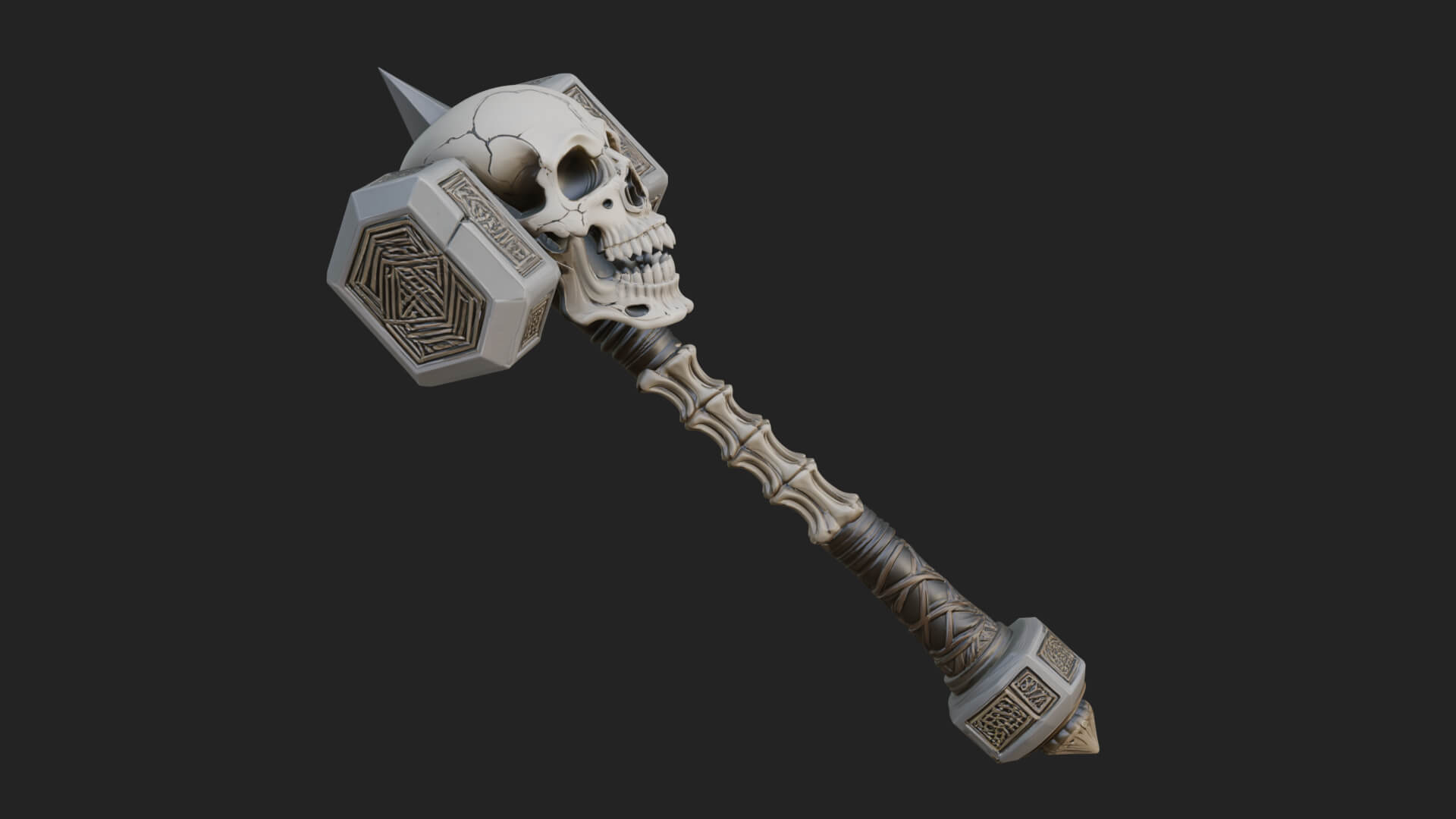 Skull Head War Hammer Model Design 2 3D Print Model 3D Model