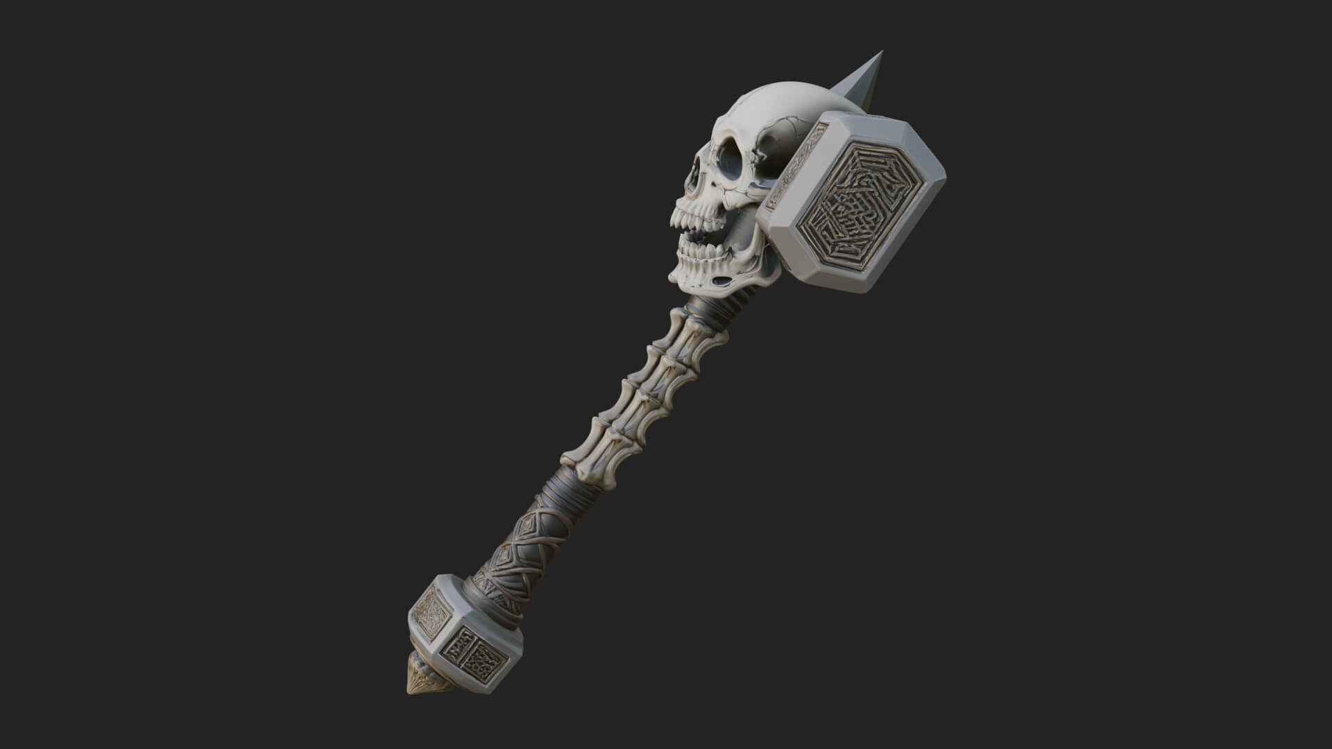 Skull Head War Hammer Model Design 2 3D Print Model 3D Model