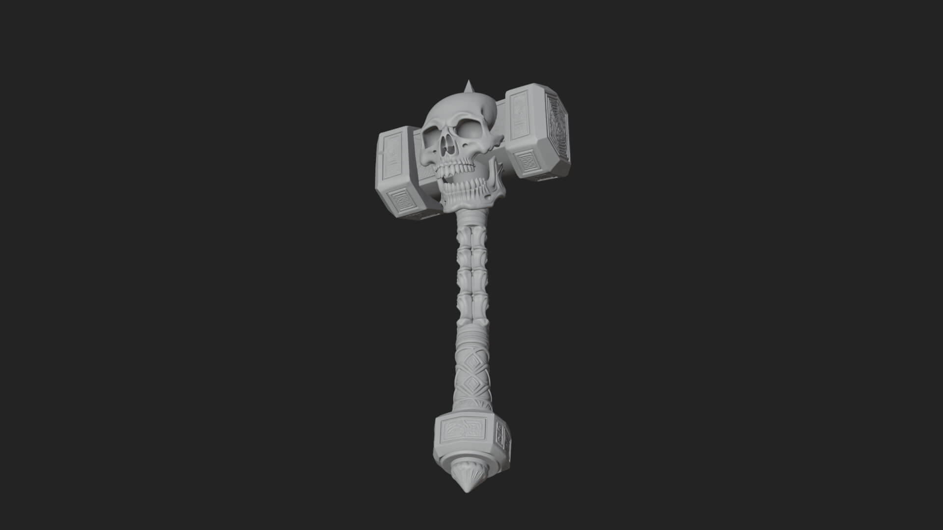 Skull Head War Hammer Model Design 2 3D Print Model 3D Model